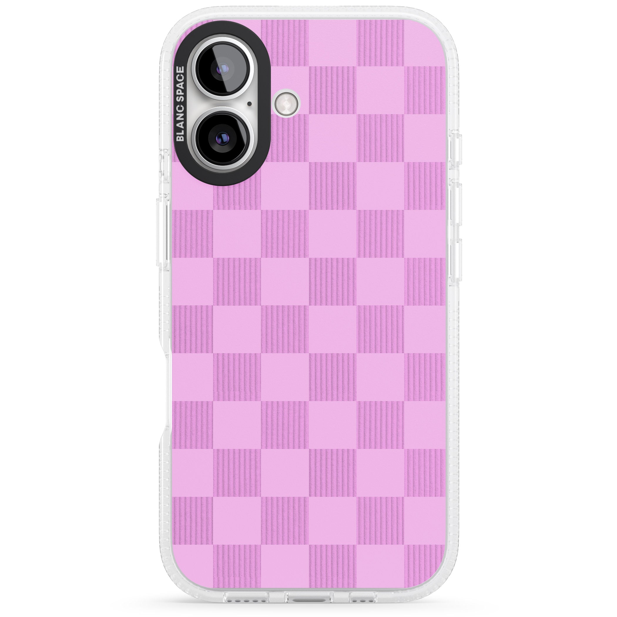 BUBBLEGUM CHECKERED iPhone 16 / 16 Plus Clear Case Impact Air - Blanc Space