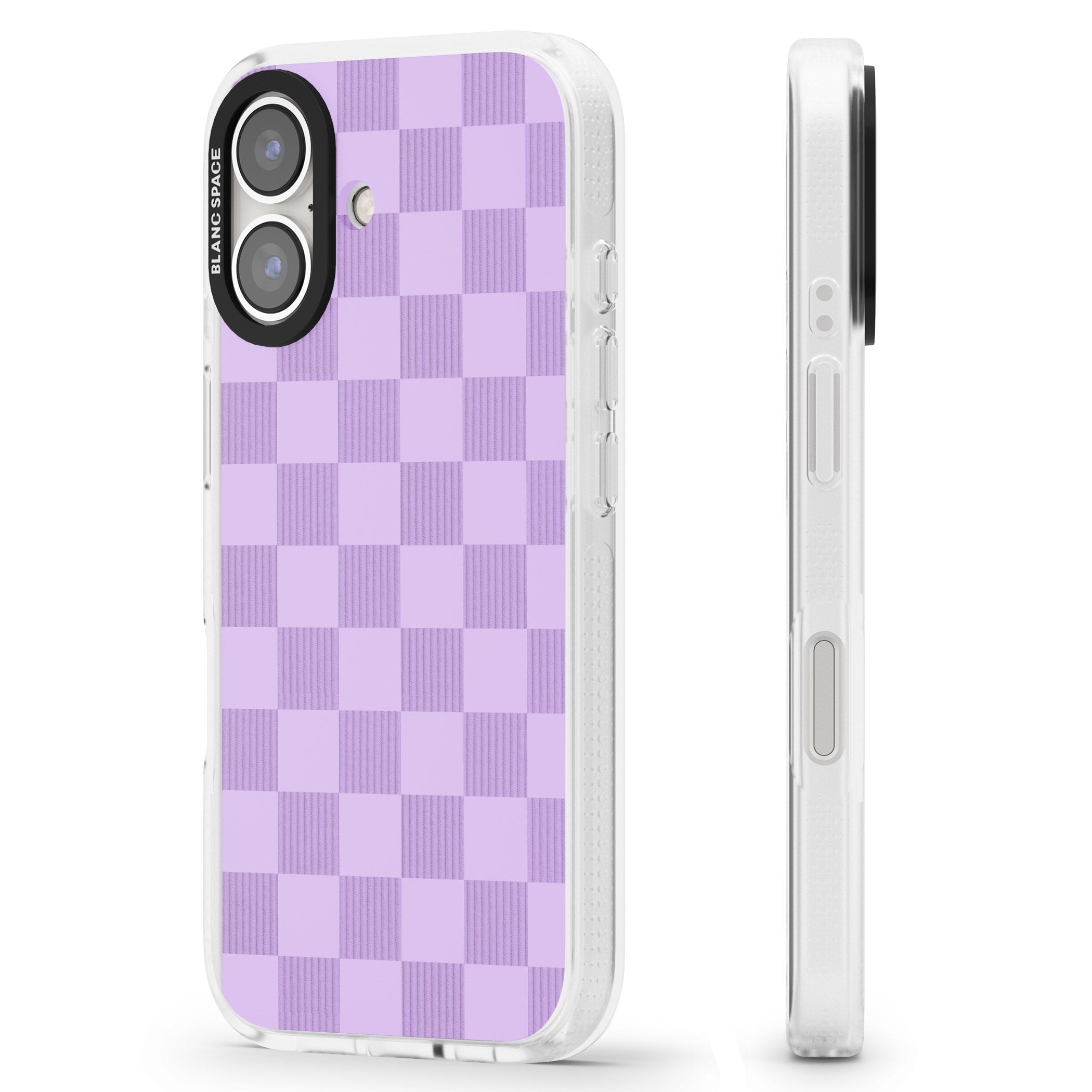 LILAC CHECKERED iPhone 16 / 16 Plus Clear Case Impact Air - Blanc Space