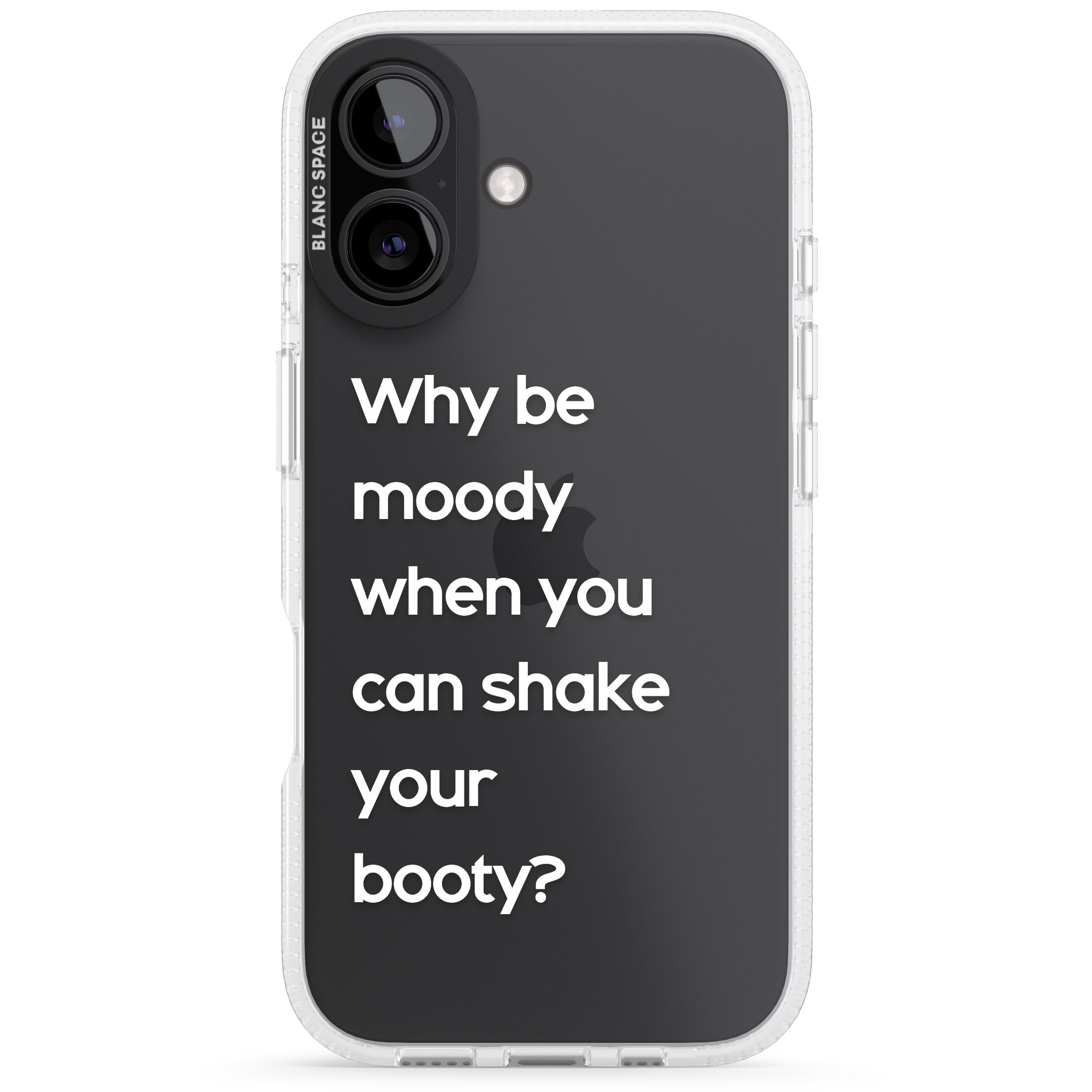 Why be moody? (White) iPhone 16 / 16 Plus Clear Case Impact Air - Blanc Space