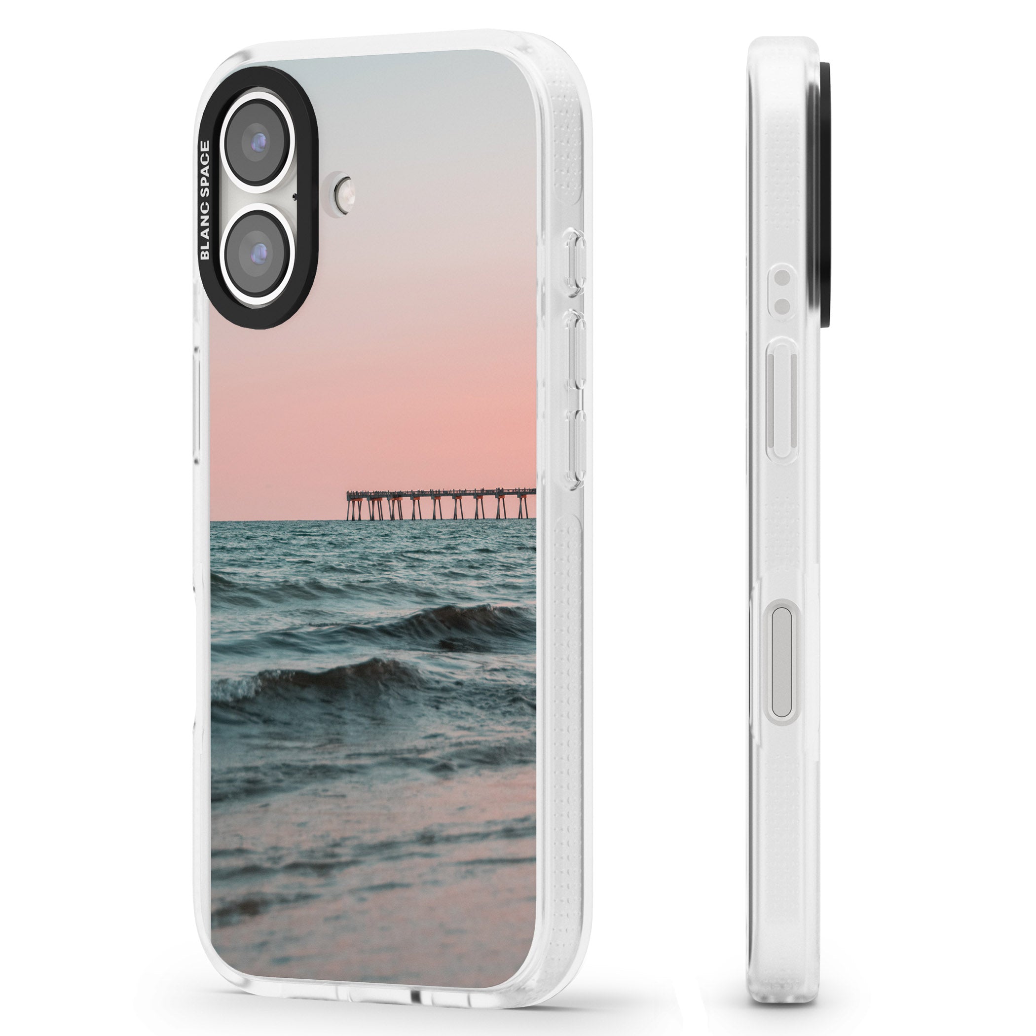 Beach Pier Photograph iPhone 16 / 16 Plus Clear Case Impact Air - Blanc Space