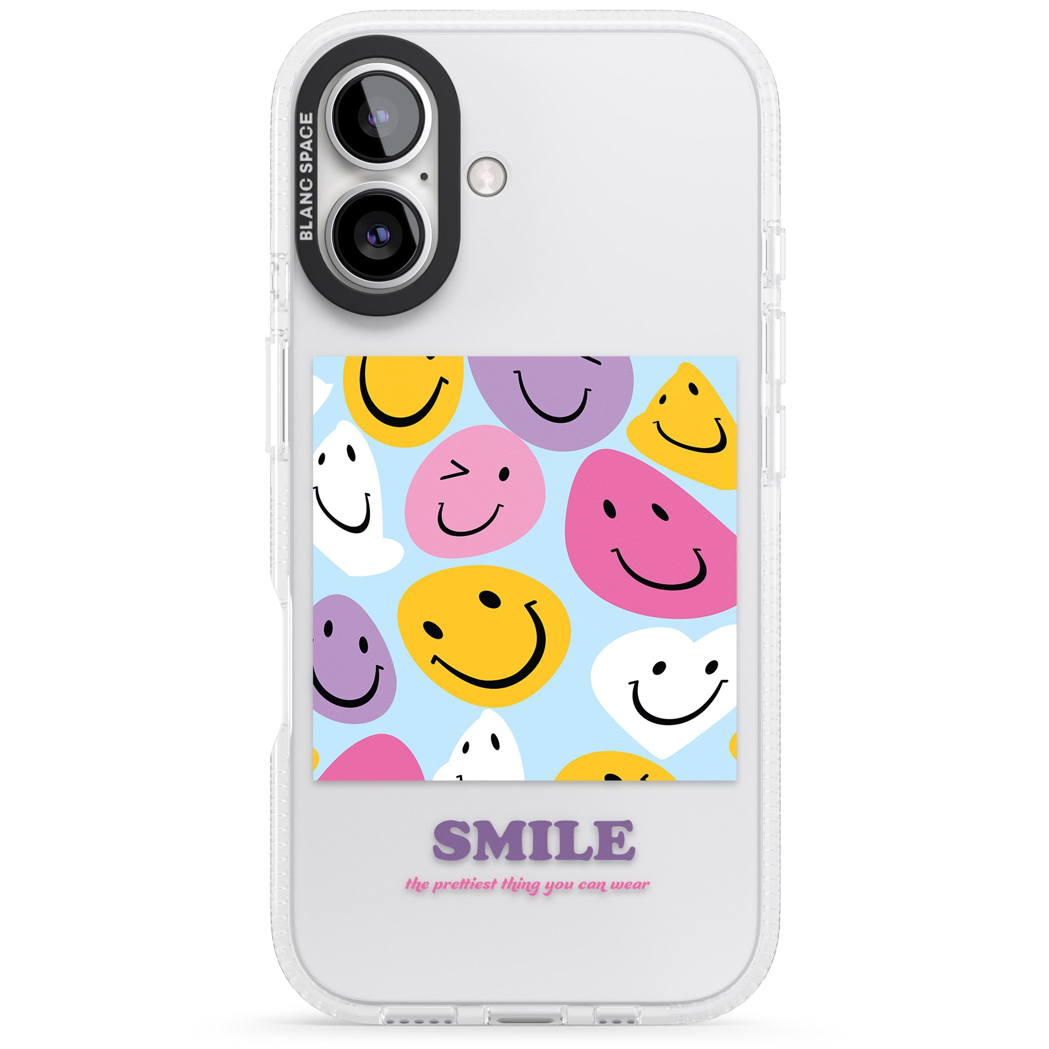 A Smile iPhone 16 / 16 Plus Clear Case Impact Air - Blanc Space