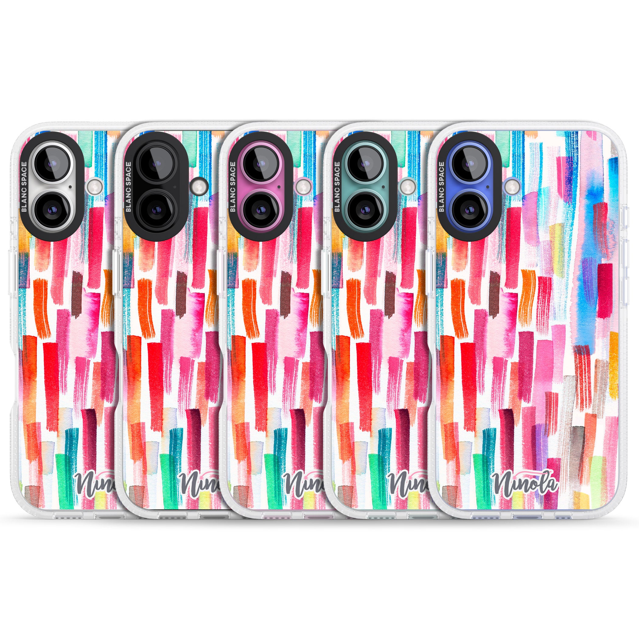 Colorful Brushstrokes iPhone 16 / 16 Plus Clear Case Impact Air - Blanc Space