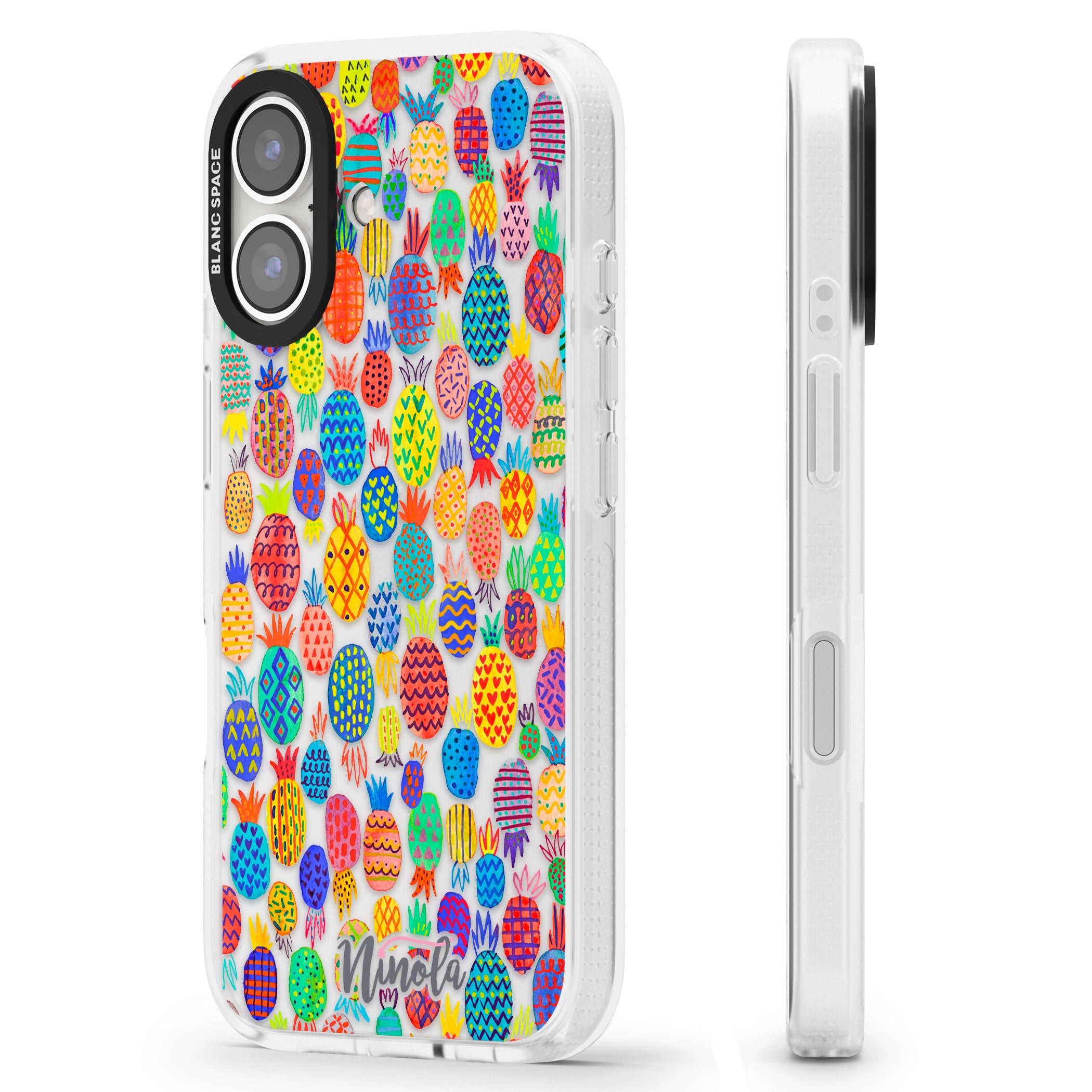 Cute Pineapples iPhone 16 / 16 Plus Clear Case Impact Air - Blanc Space