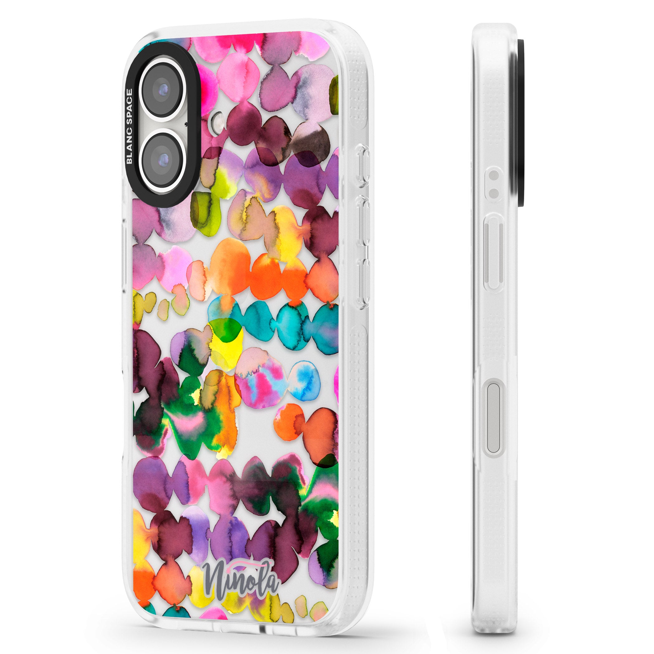 Ink Bleeding Dots iPhone 16 / 16 Plus Clear Case Impact Air - Blanc Space