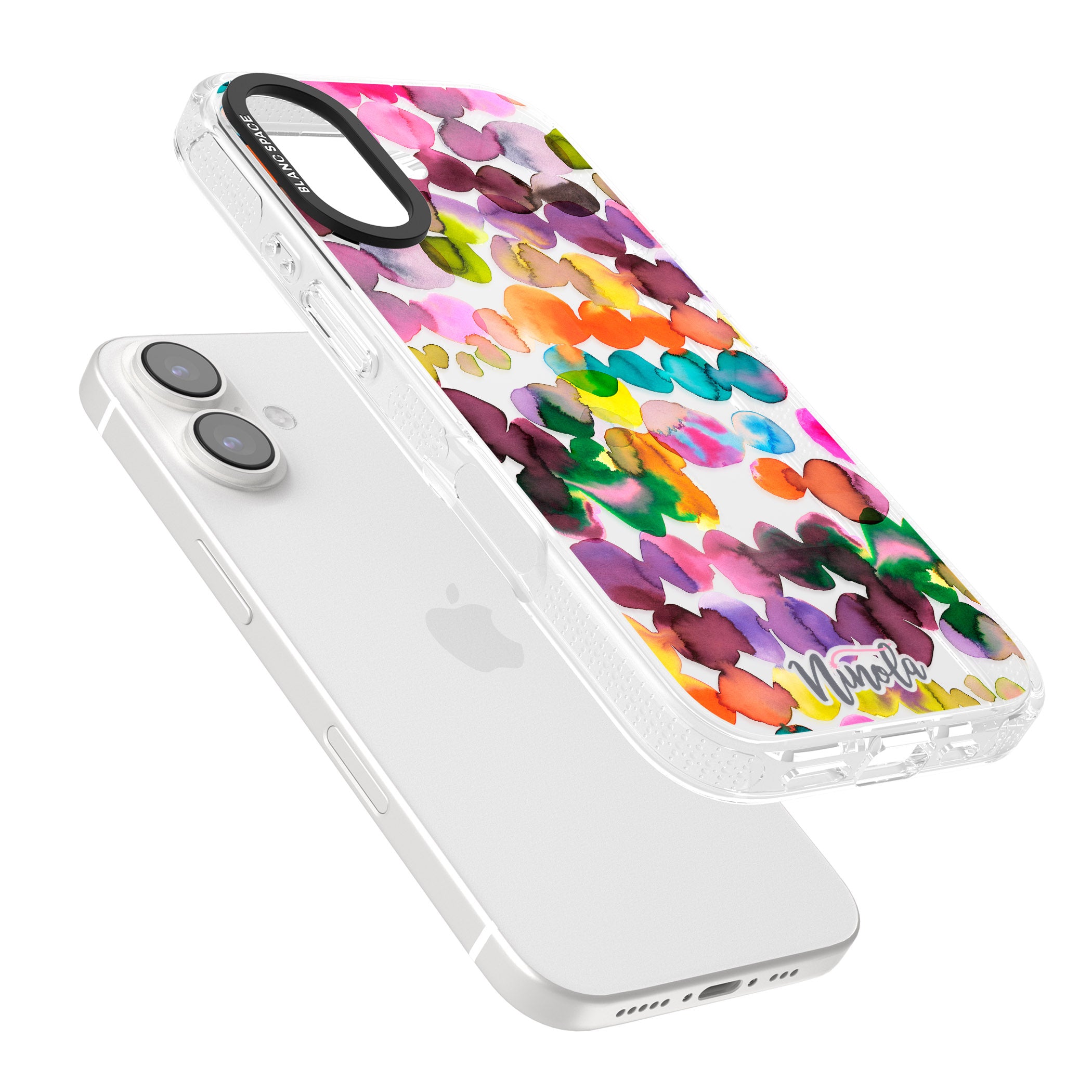 Ink Bleeding Dots iPhone 16 / 16 Plus Clear Case Impact Air - Blanc Space