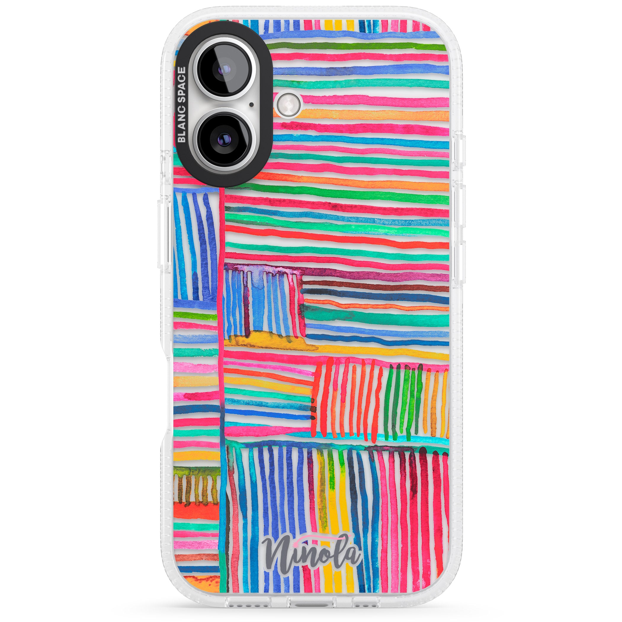 Watercolor Relaxing Lines iPhone 16 / 16 Plus Clear Case Impact Air - Blanc Space