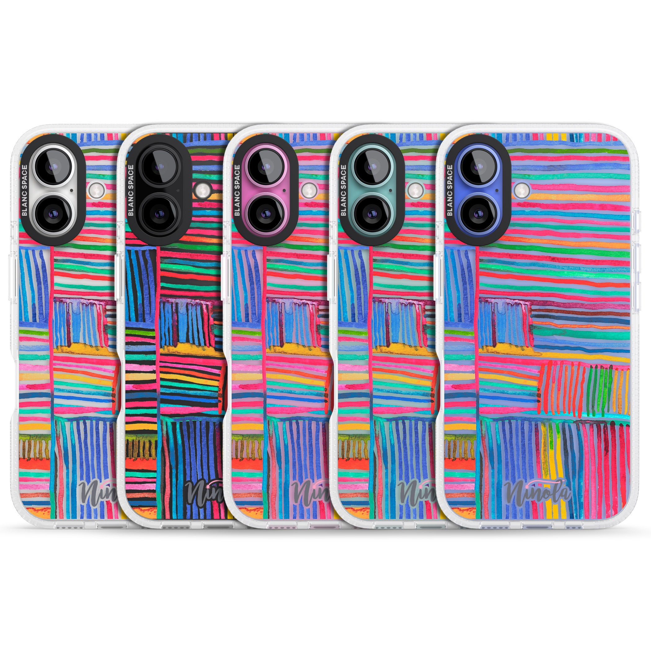 Watercolor Relaxing Lines iPhone 16 / 16 Plus Clear Case Impact Air - Blanc Space