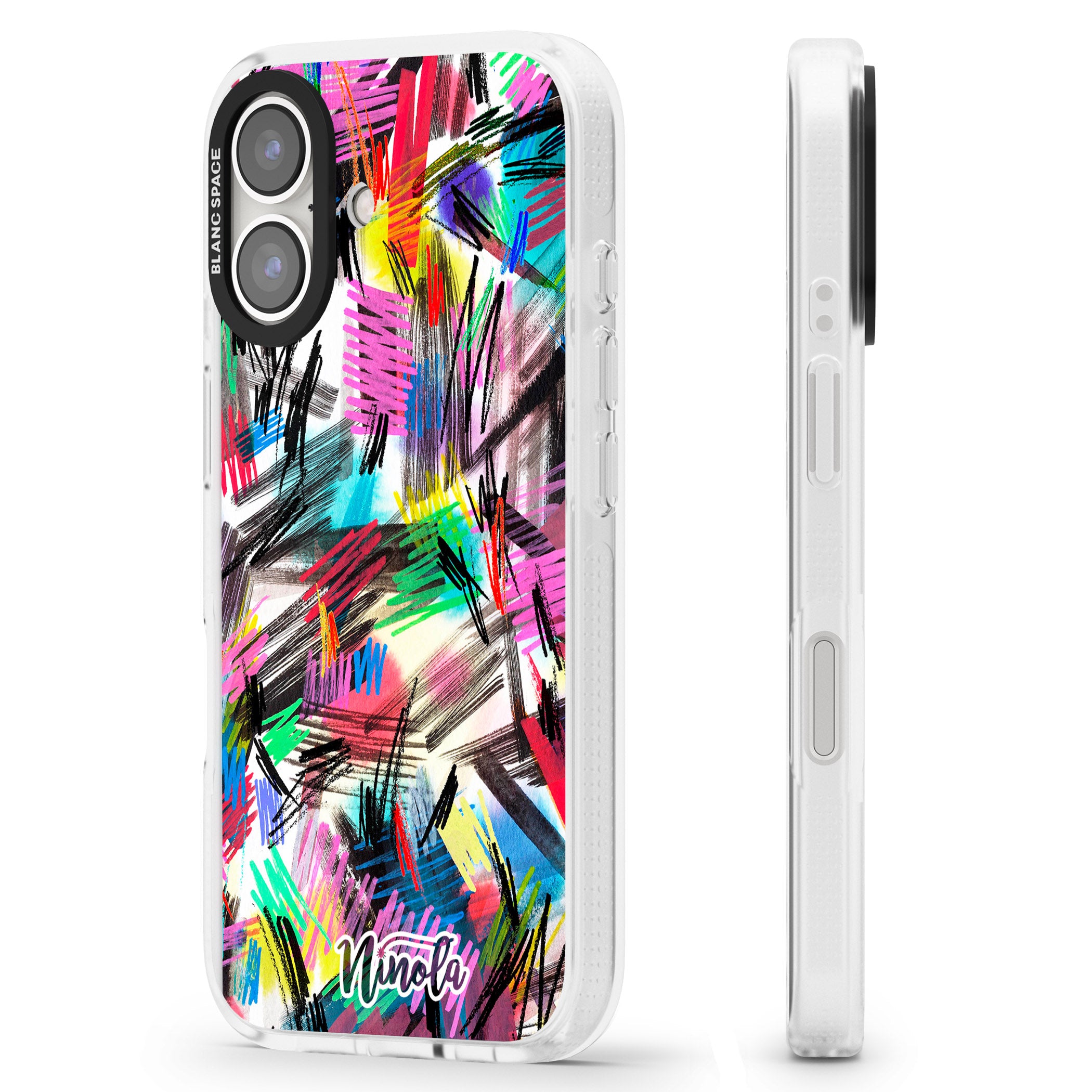 Wild Strokes iPhone 16 / 16 Plus Clear Case Impact Air - Blanc Space