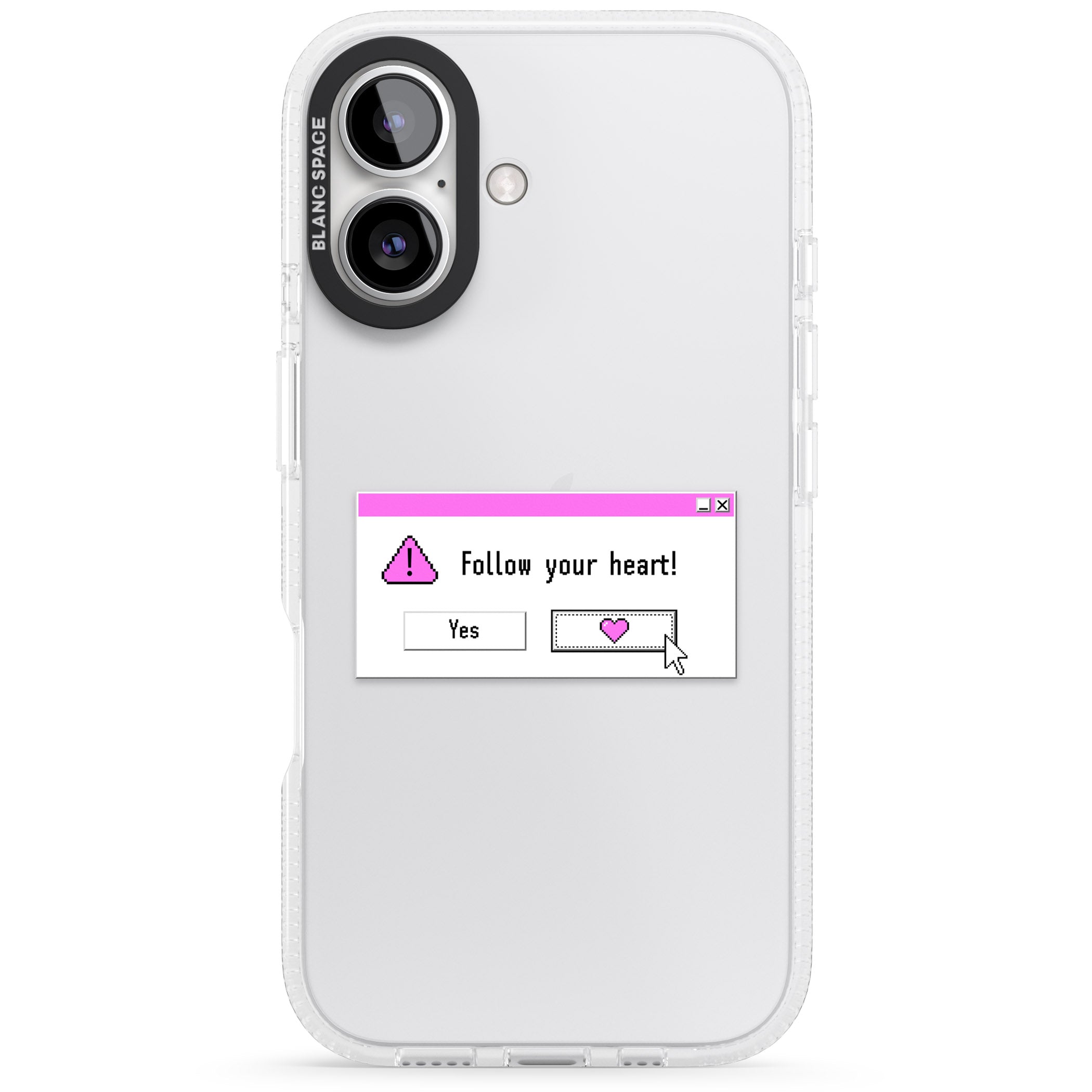 Follow your heart.exe iPhone 16 / 16 Plus Clear Case Impact Air - Blanc Space