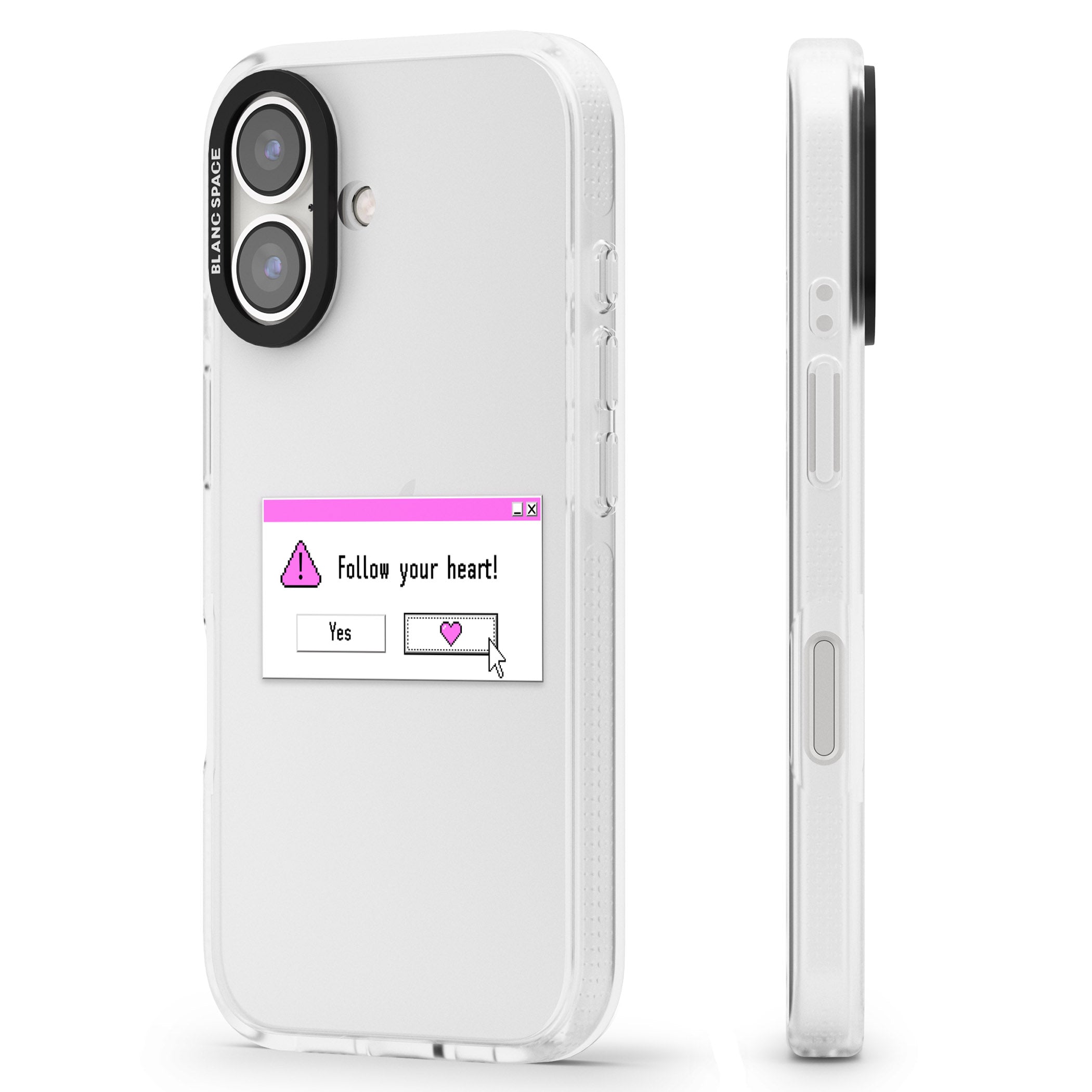 Follow your heart.exe iPhone 16 / 16 Plus Clear Case Impact Air - Blanc Space