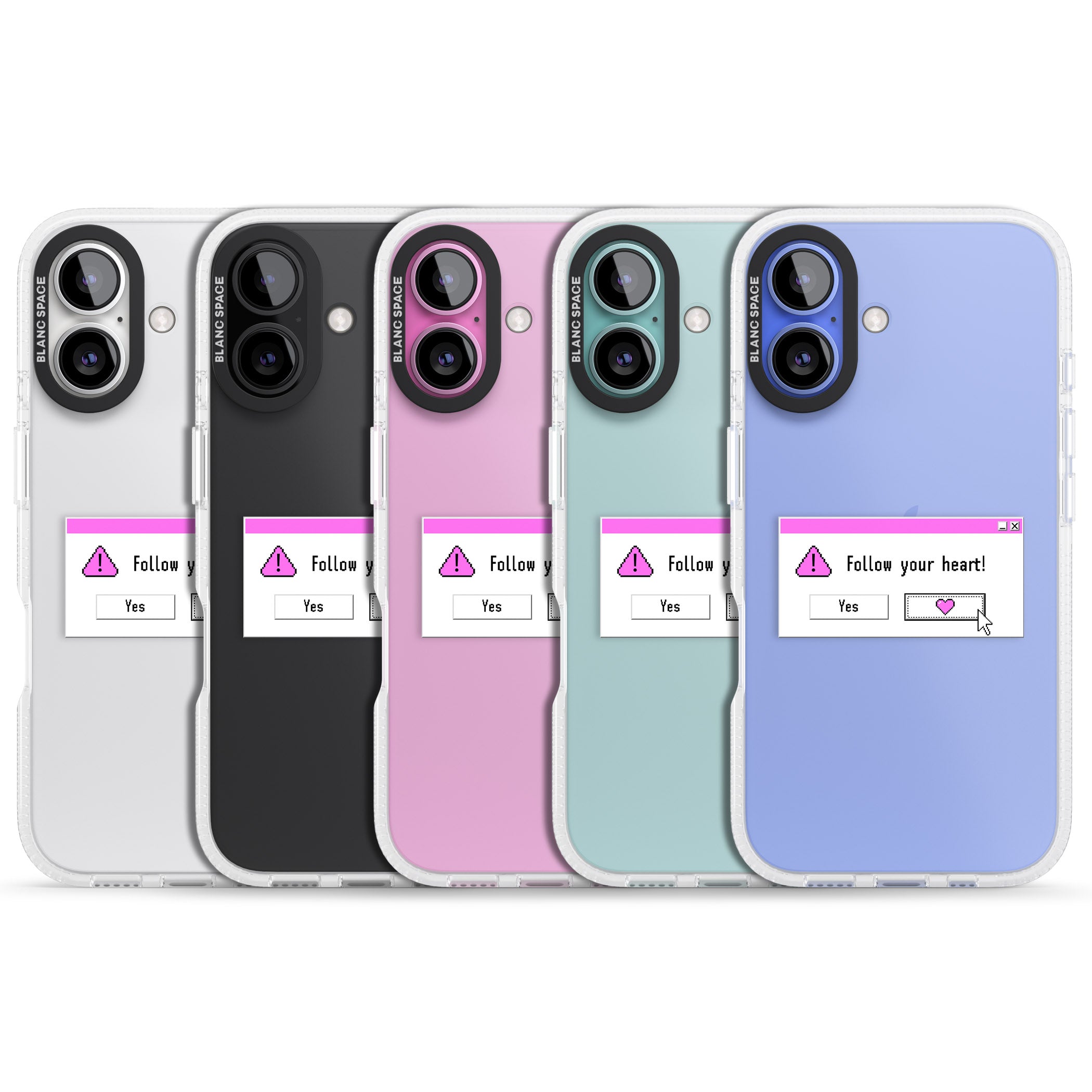 Follow your heart.exe iPhone 16 / 16 Plus Clear Case Impact Air - Blanc Space