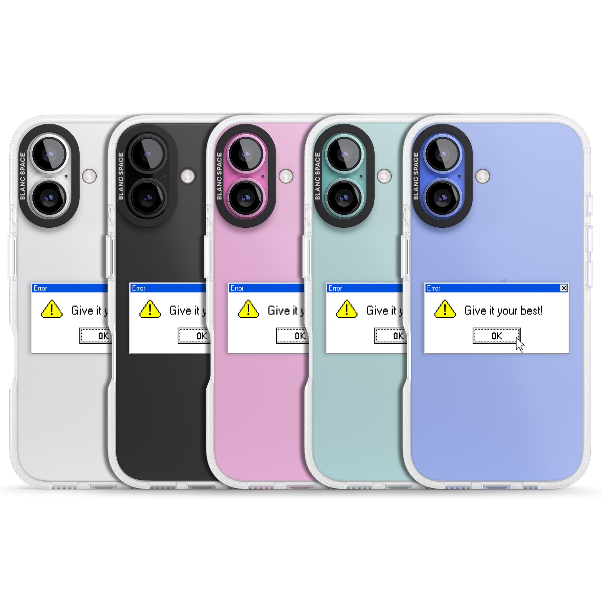 Give it your best.exe iPhone 16 / 16 Plus Clear Case Impact Air - Blanc Space