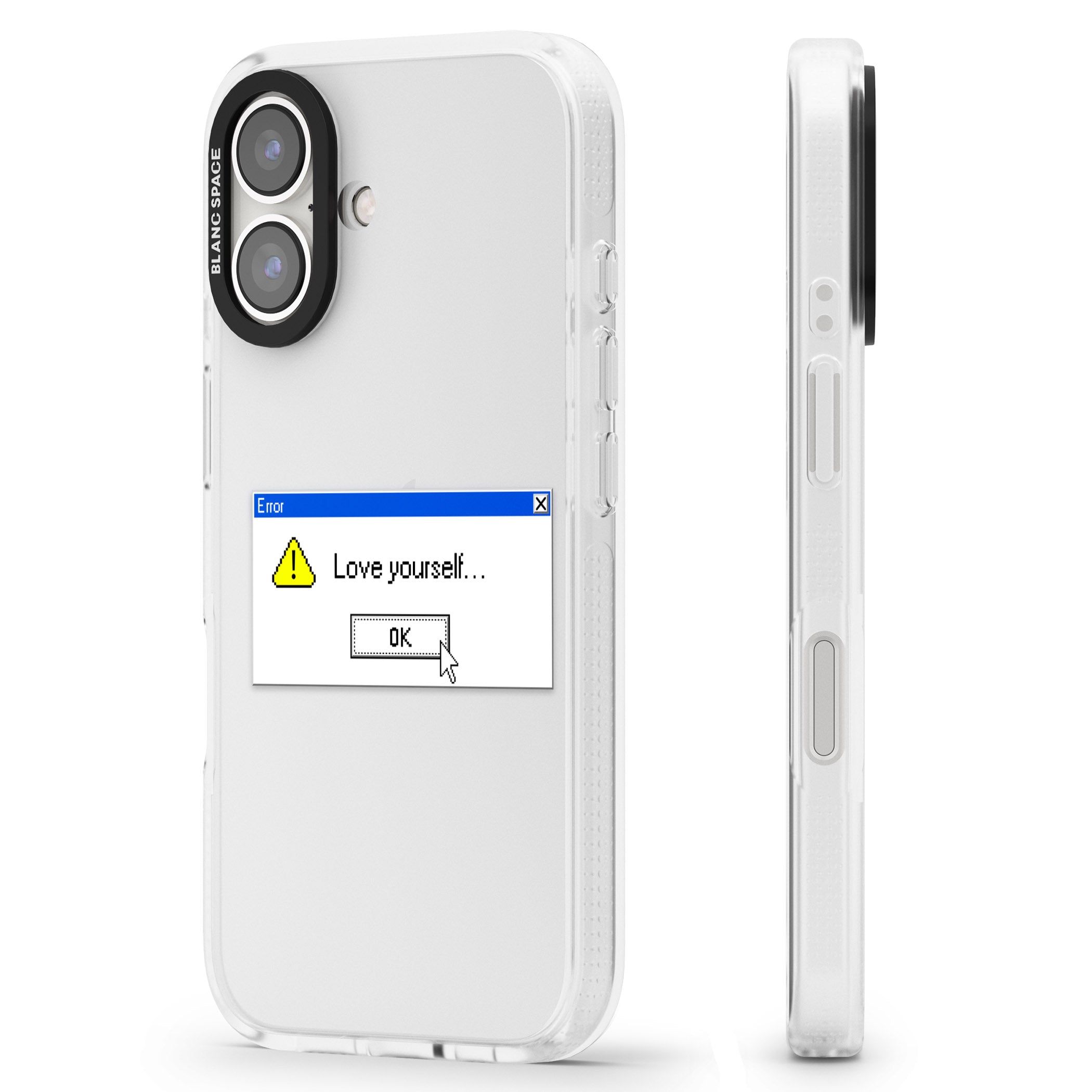 Love yourself.exe iPhone 16 / 16 Plus Clear Case Impact Air - Blanc Space