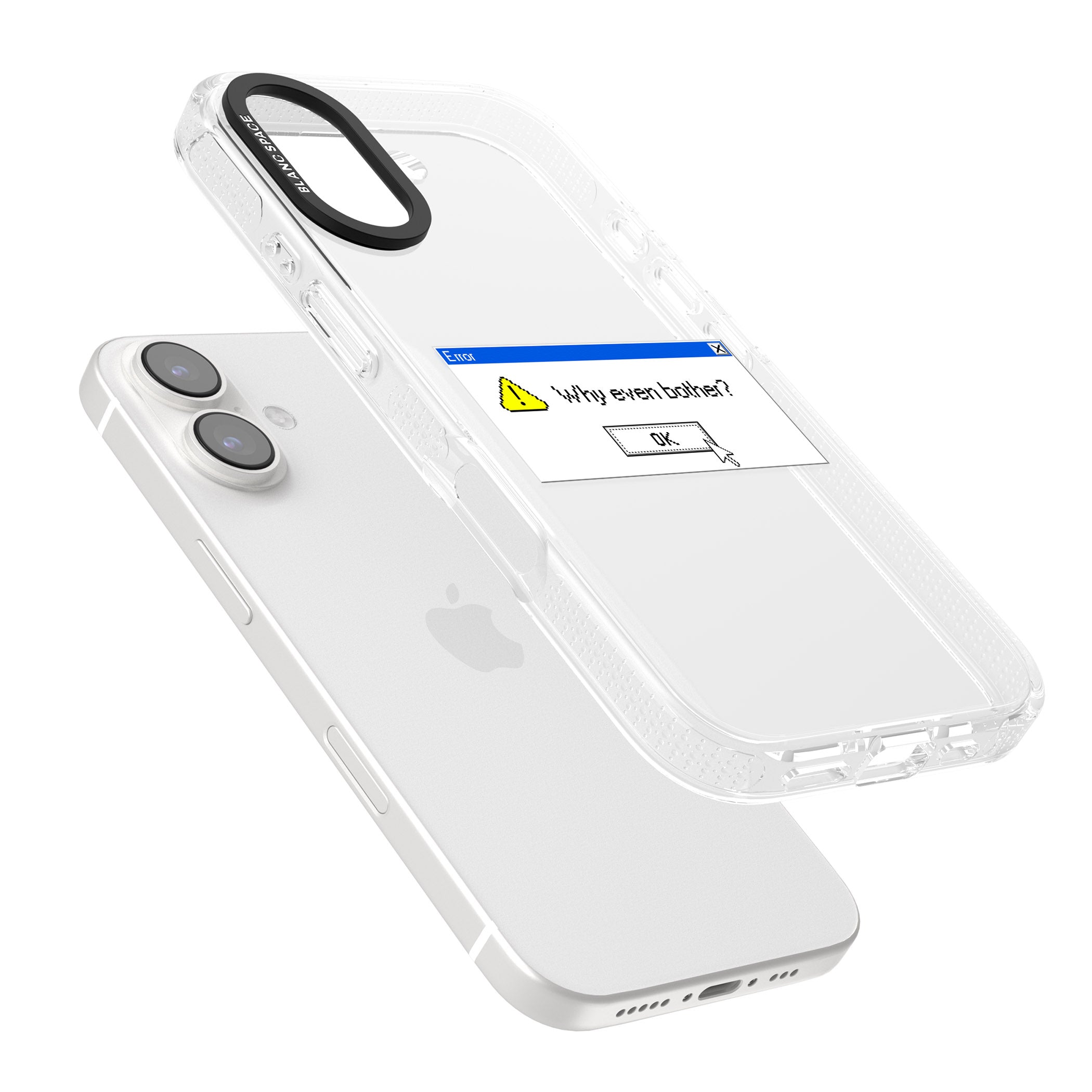 Why even bother?.exe iPhone 16 / 16 Plus Clear Case Impact Air - Blanc Space