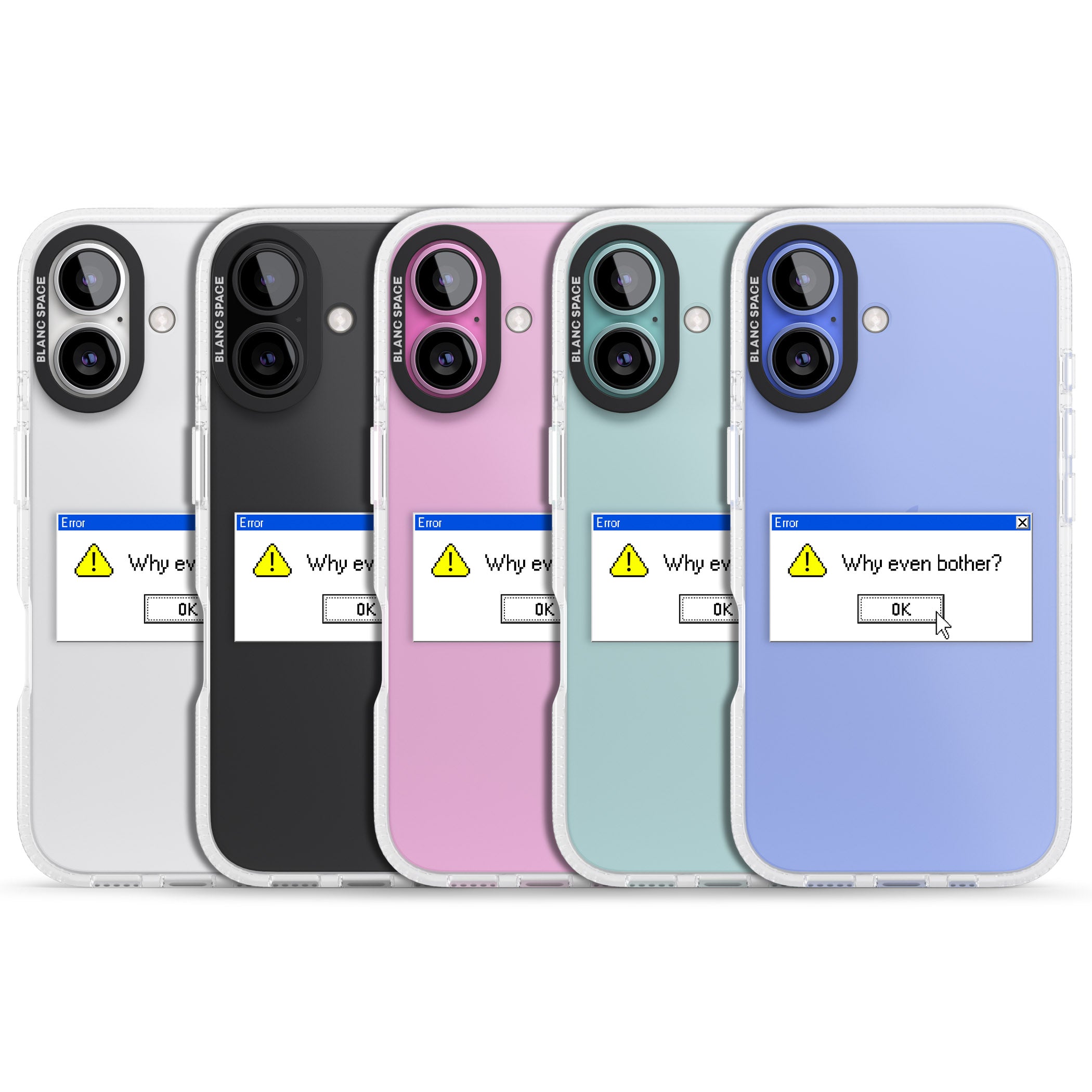 Why even bother?.exe iPhone 16 / 16 Plus Clear Case Impact Air - Blanc Space