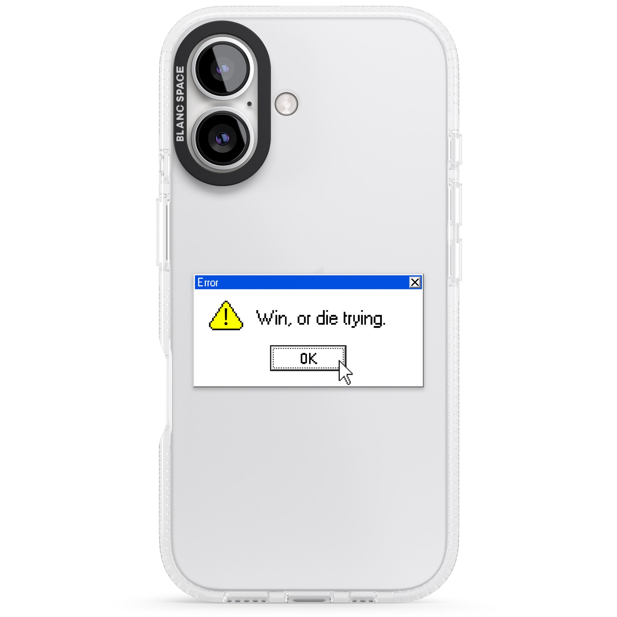 Win or die trying.exe iPhone 16 / 16 Plus Clear Case Impact Air - Blanc Space