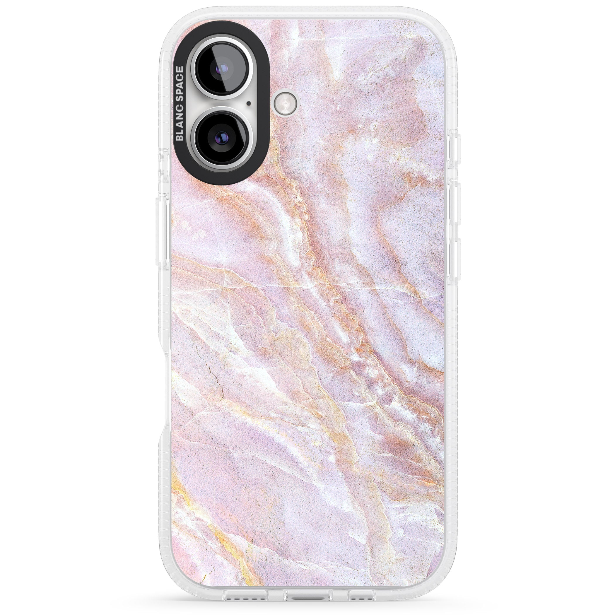 Soft Pink & Yellow Onyx Marble iPhone 16 / 16 Plus Clear Case Impact Air - Blanc Space