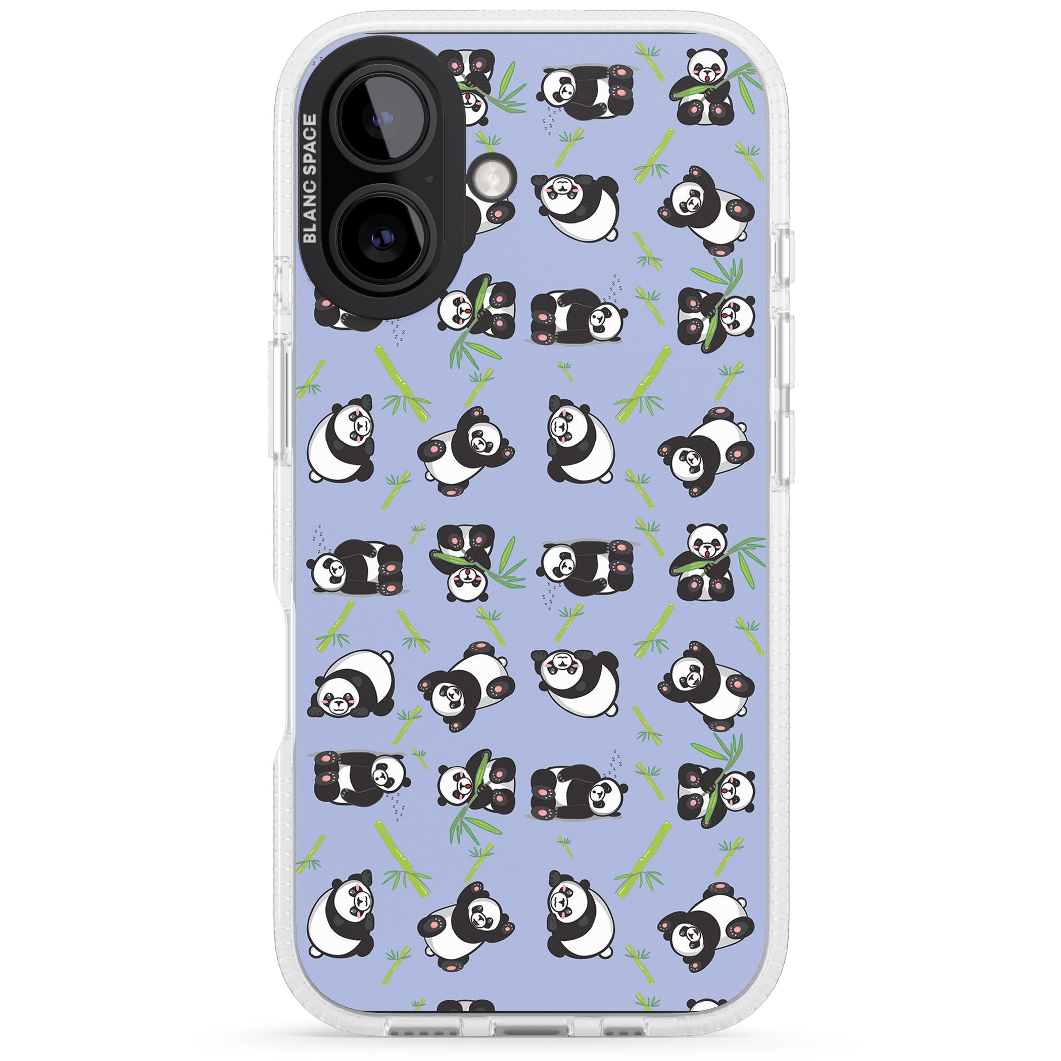 Panda Pattern iPhone 16 / 16 Plus Clear Case Impact Air - Blanc Space