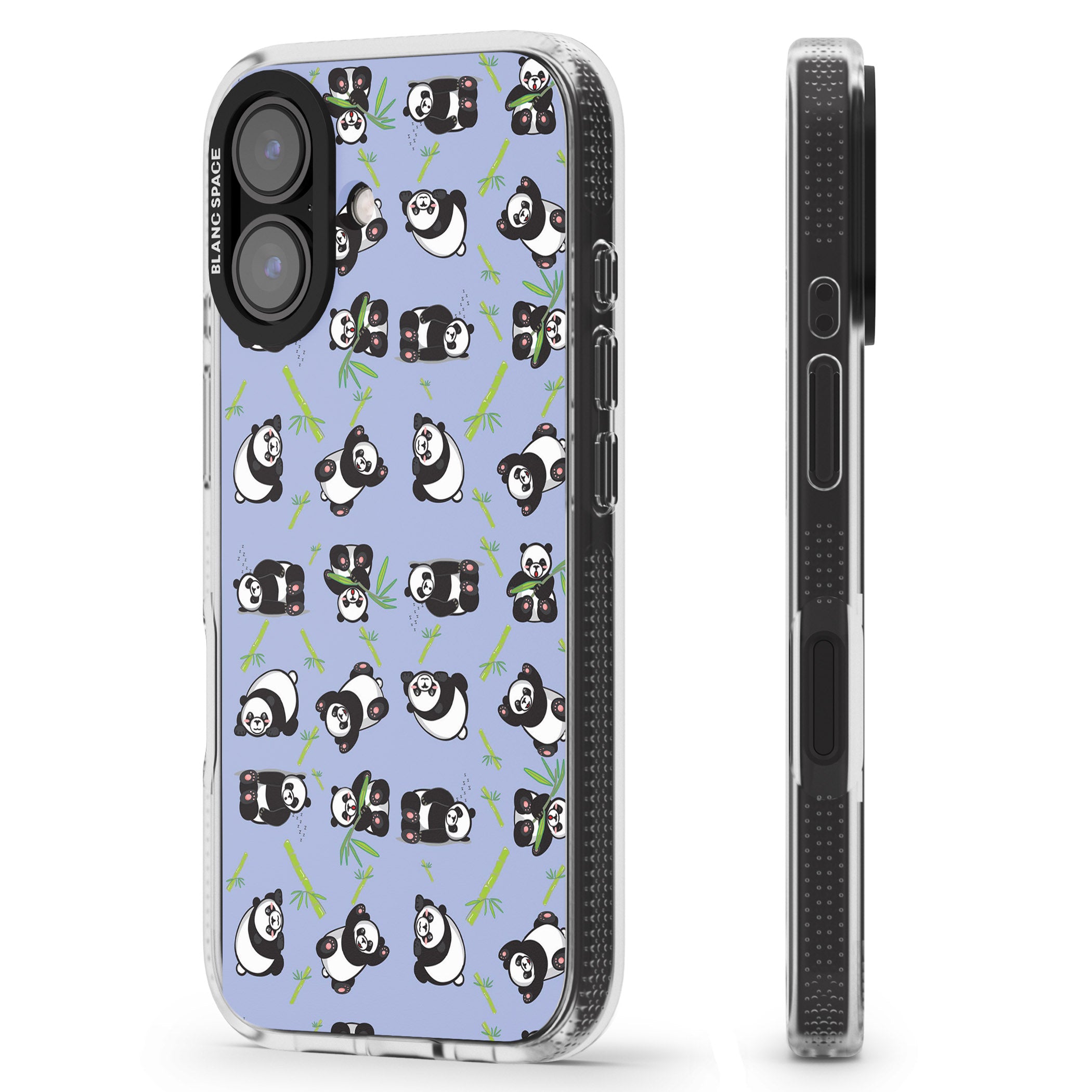 Panda Pattern iPhone 16 / 16 Plus Clear Case Impact Air - Blanc Space