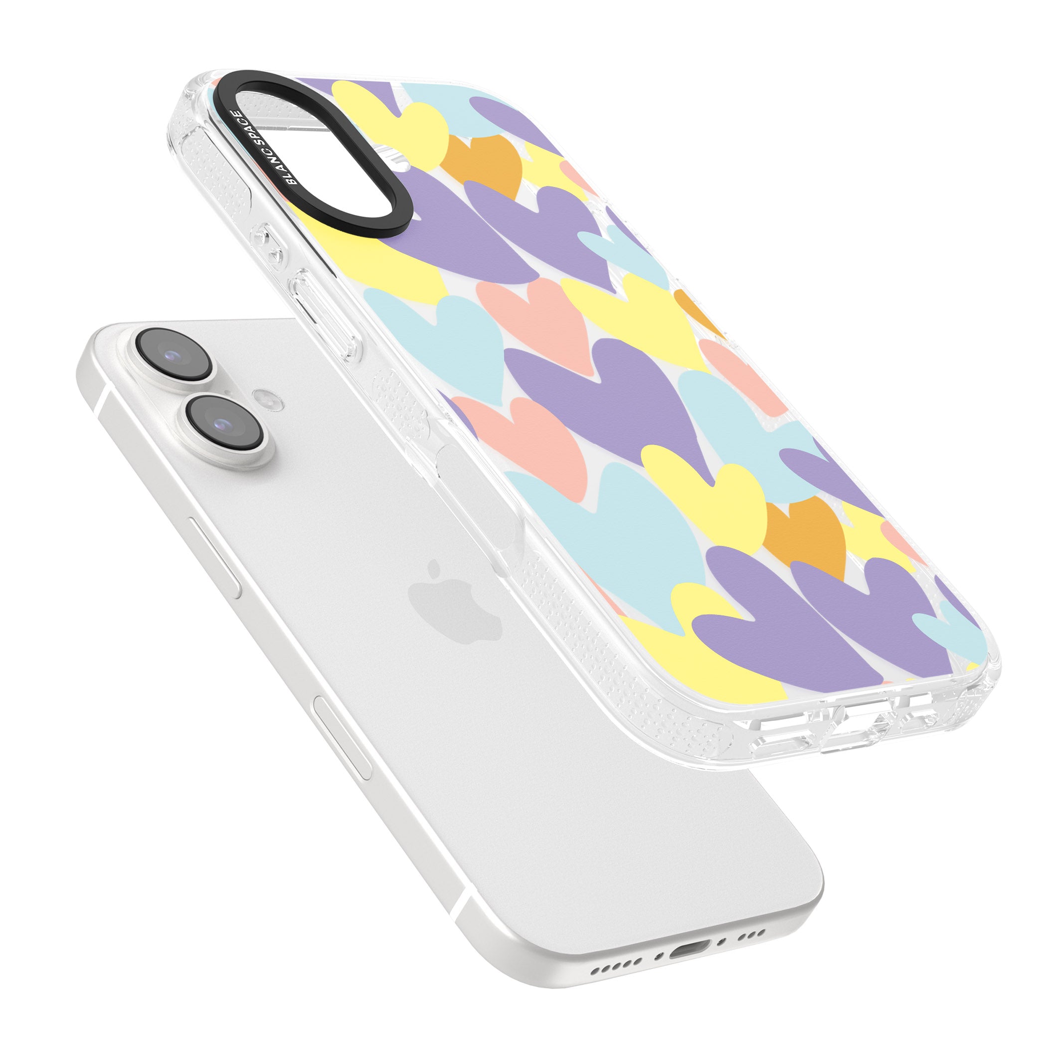 Pastel Hearts iPhone 16 / 16 Plus Clear Case Impact Air - Blanc Space
