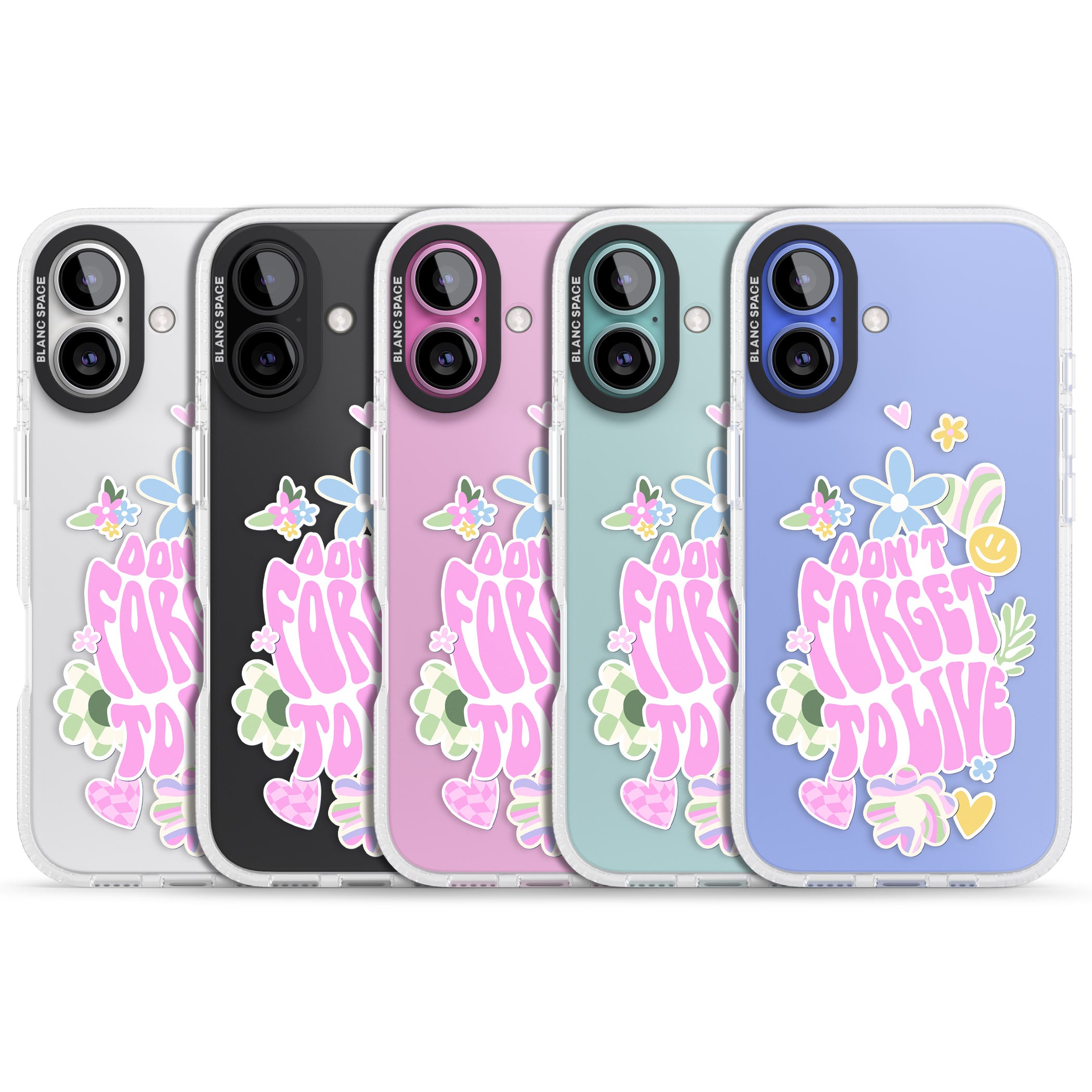 Don't Forget To Live iPhone 16 / 16 Plus Clear Case Impact Air - Blanc Space