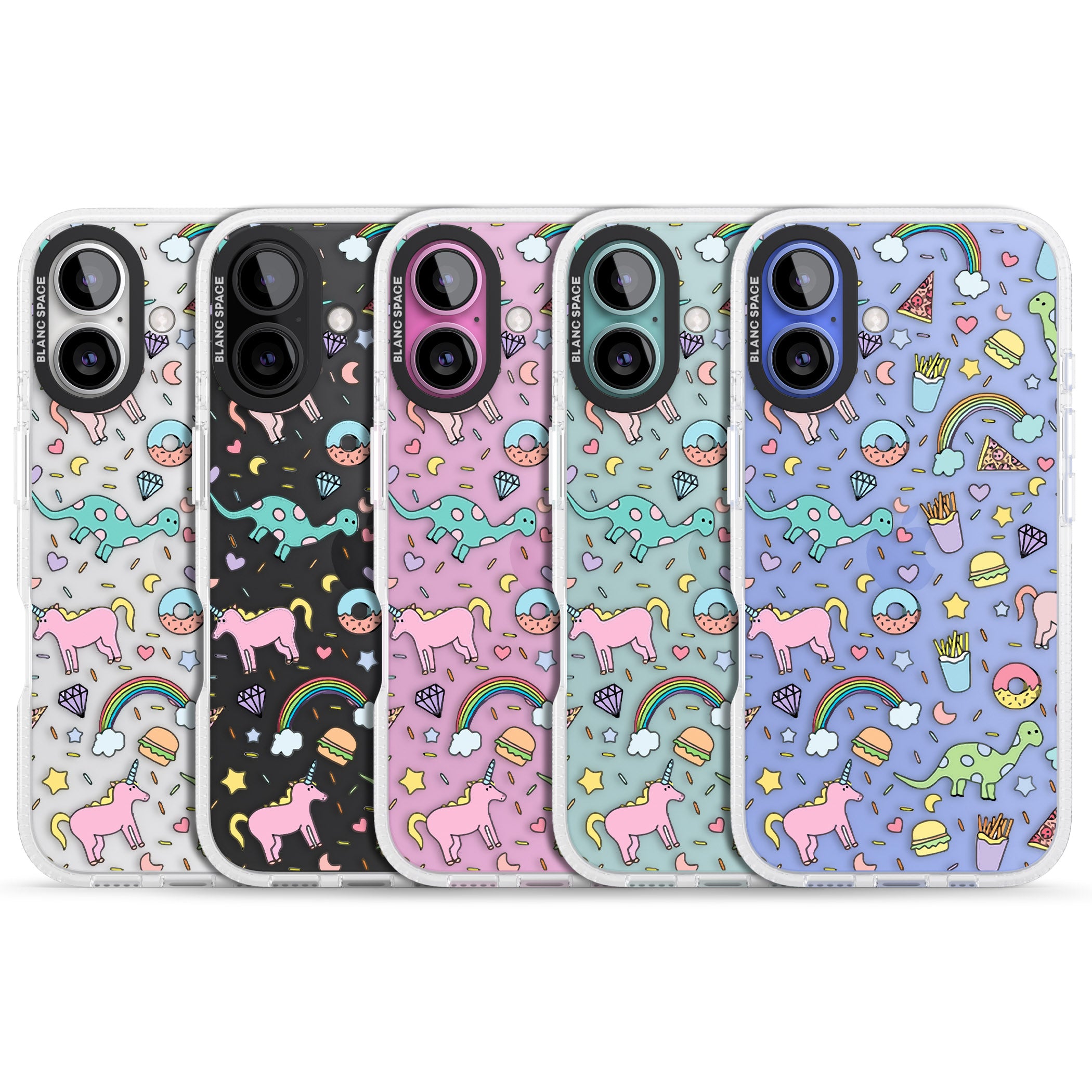 Cute Pattern iPhone 16 / 16 Plus Clear Case Impact Air - Blanc Space