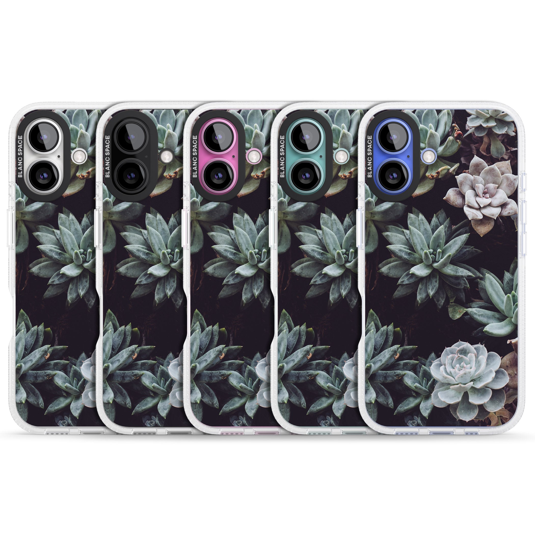 Mixed Succulents - Real Botanical Photographs iPhone 16 / 16 Plus Clear Case Impact Air - Blanc Space