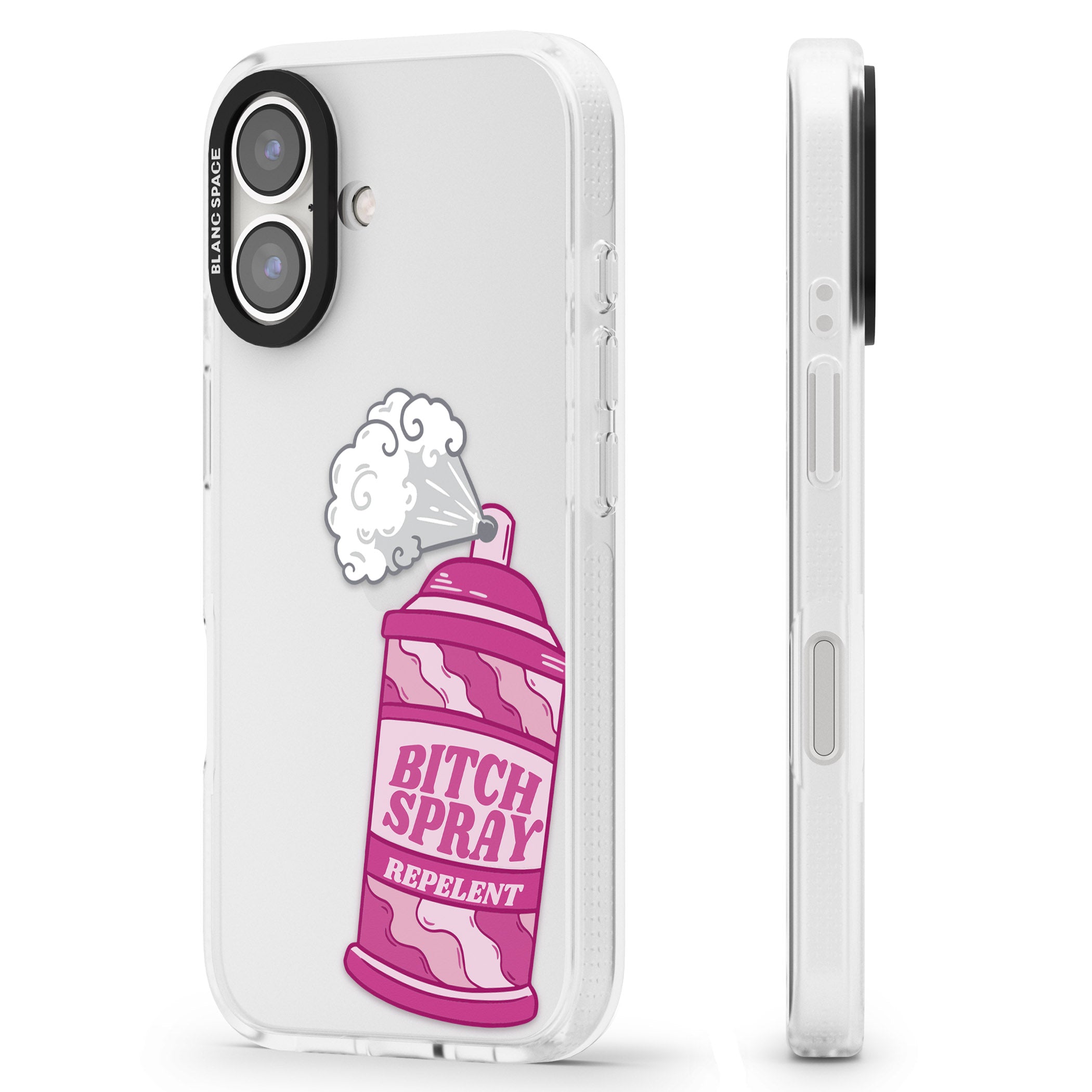 B*tch Spray iPhone 16 / 16 Plus Clear Case Impact Air - Blanc Space