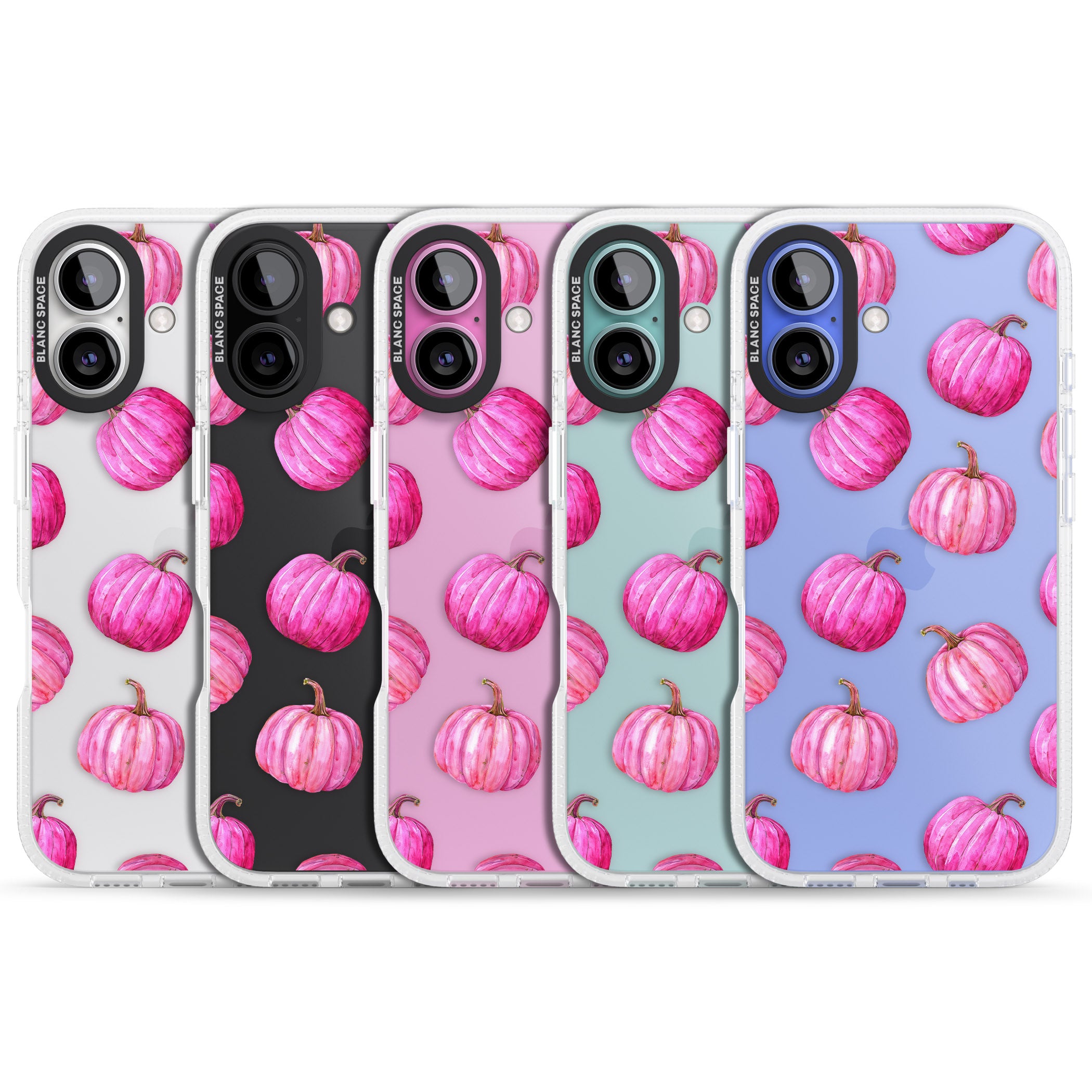 Pink Pumpkins iPhone 16 / 16 Plus Clear Case Impact Air - Blanc Space