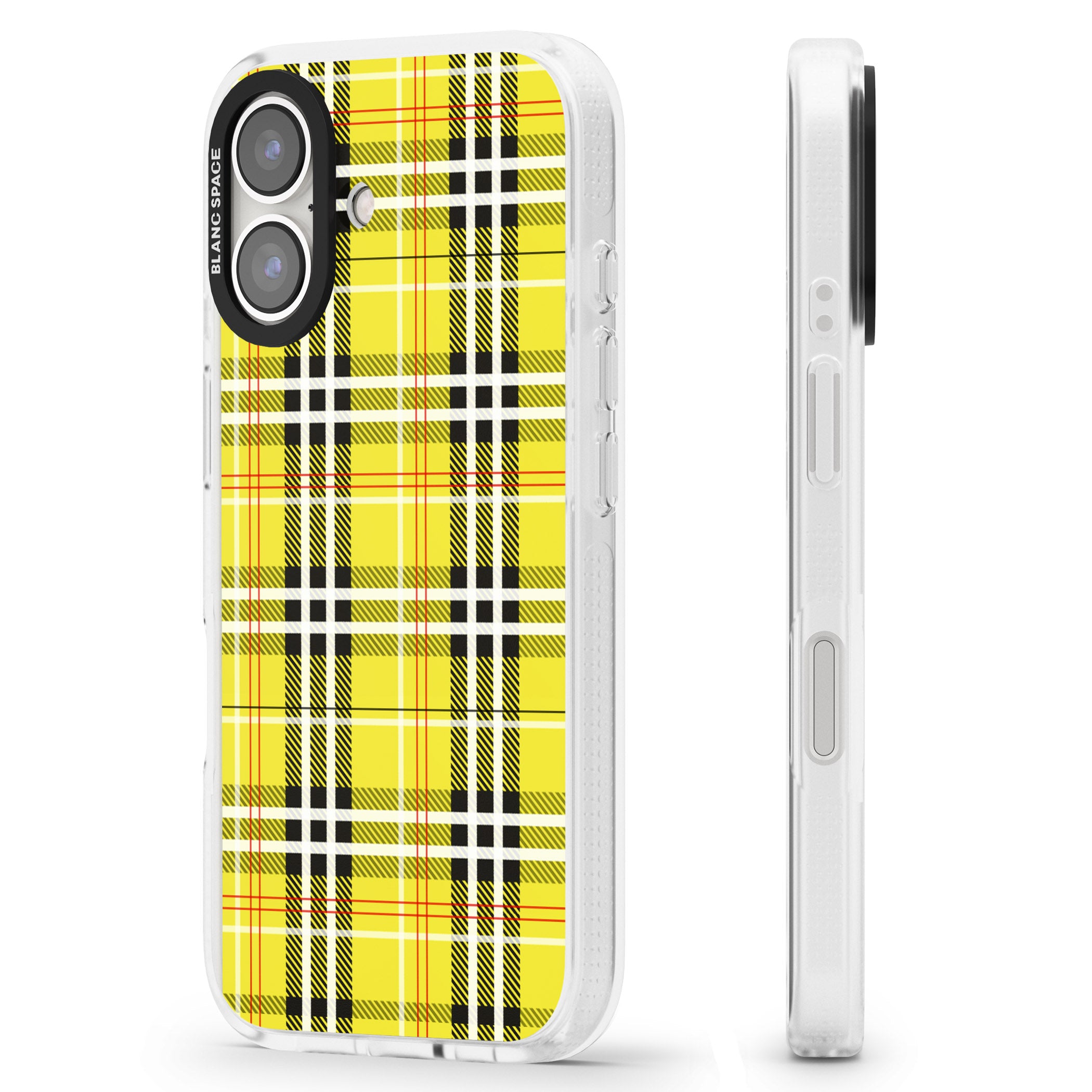 Yellow Plaid iPhone 16 / 16 Plus Clear Case Impact Air - Blanc Space
