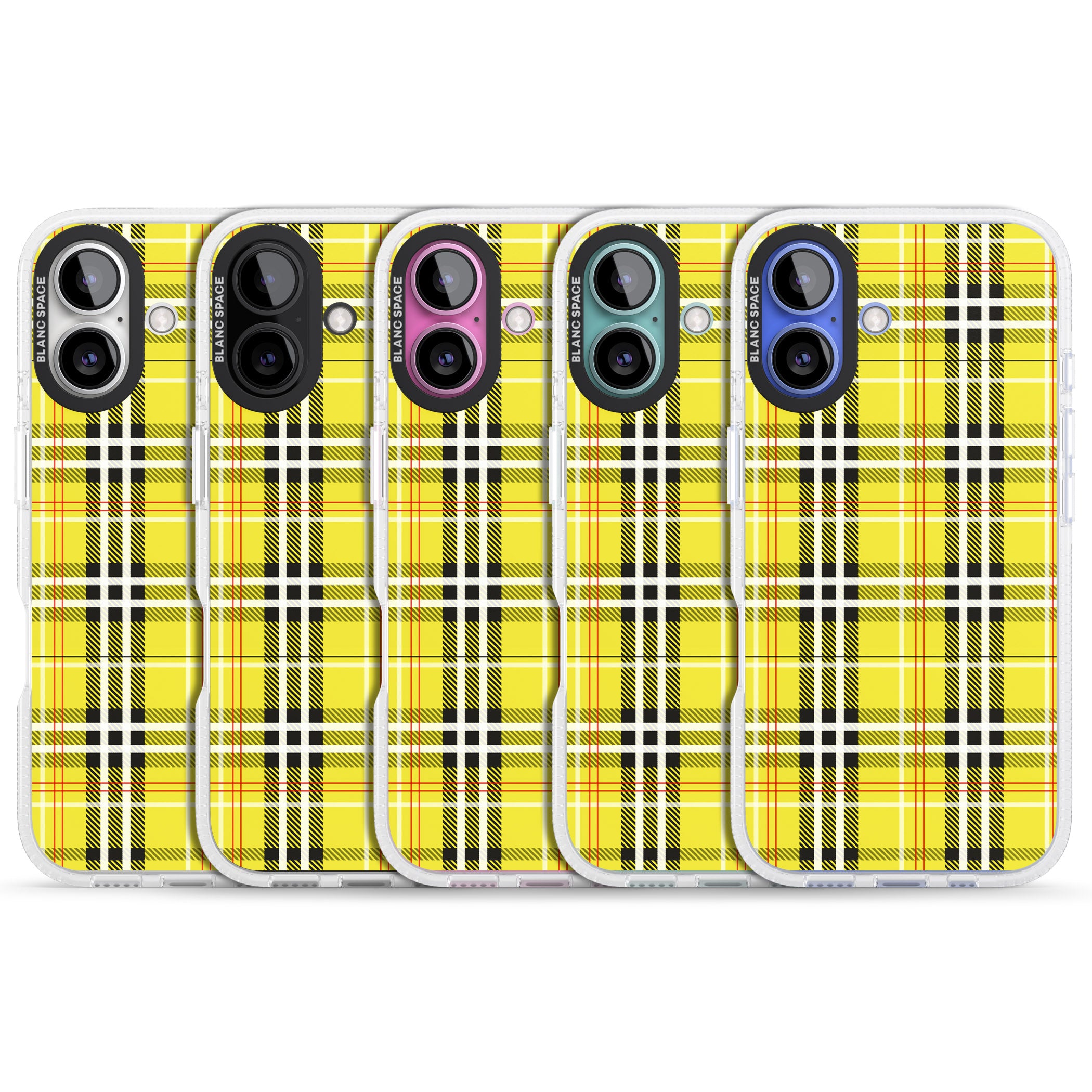 Yellow Plaid iPhone 16 / 16 Plus Clear Case Impact Air - Blanc Space
