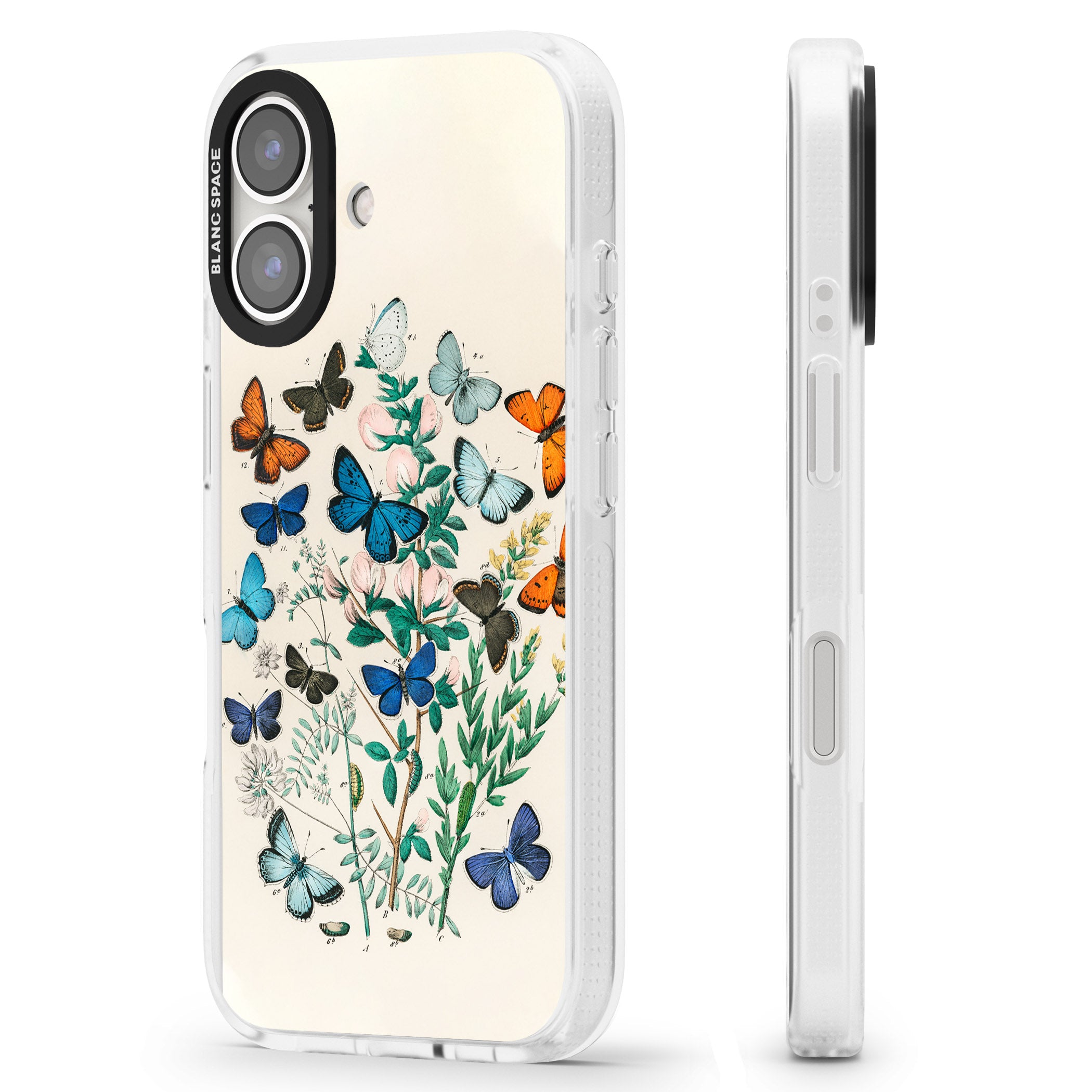 European Butterflies iPhone 16 / 16 Plus Clear Case Impact Air - Blanc Space