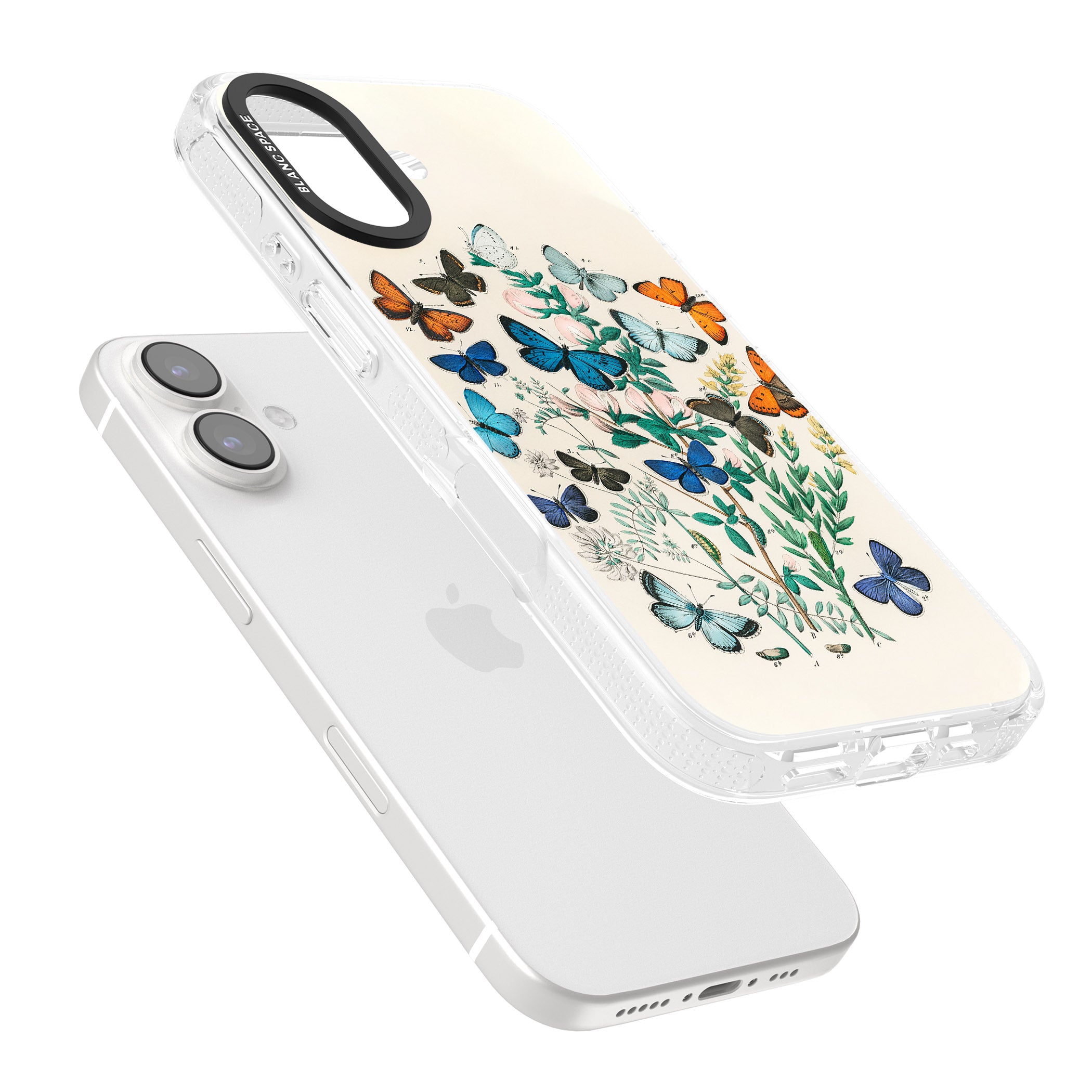 European Butterflies iPhone 16 / 16 Plus Clear Case Impact Air - Blanc Space
