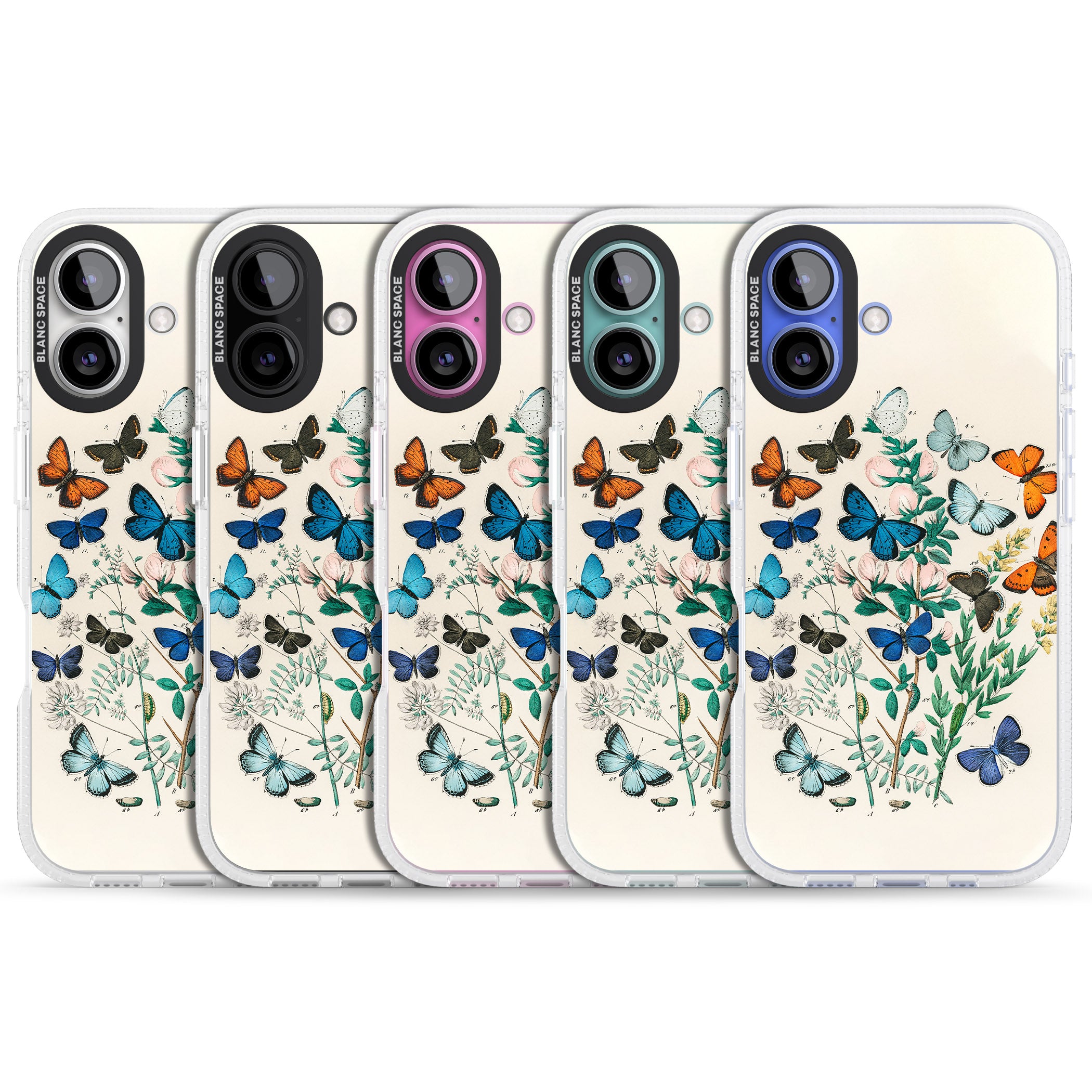 European Butterflies iPhone 16 / 16 Plus Clear Case Impact Air - Blanc Space