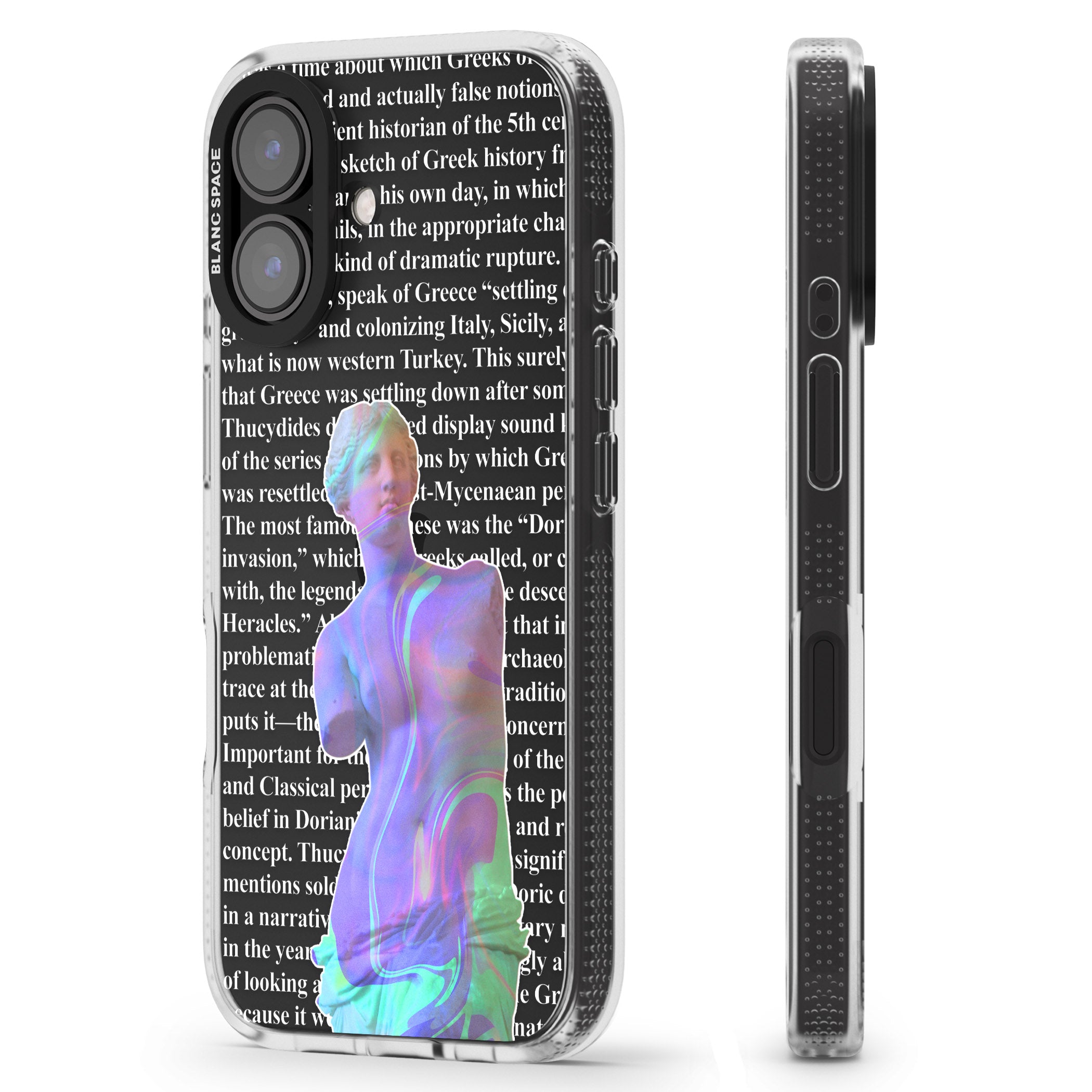 Iridescent De Milo iPhone 16 / 16 Plus Clear Case Impact Air - Blanc Space