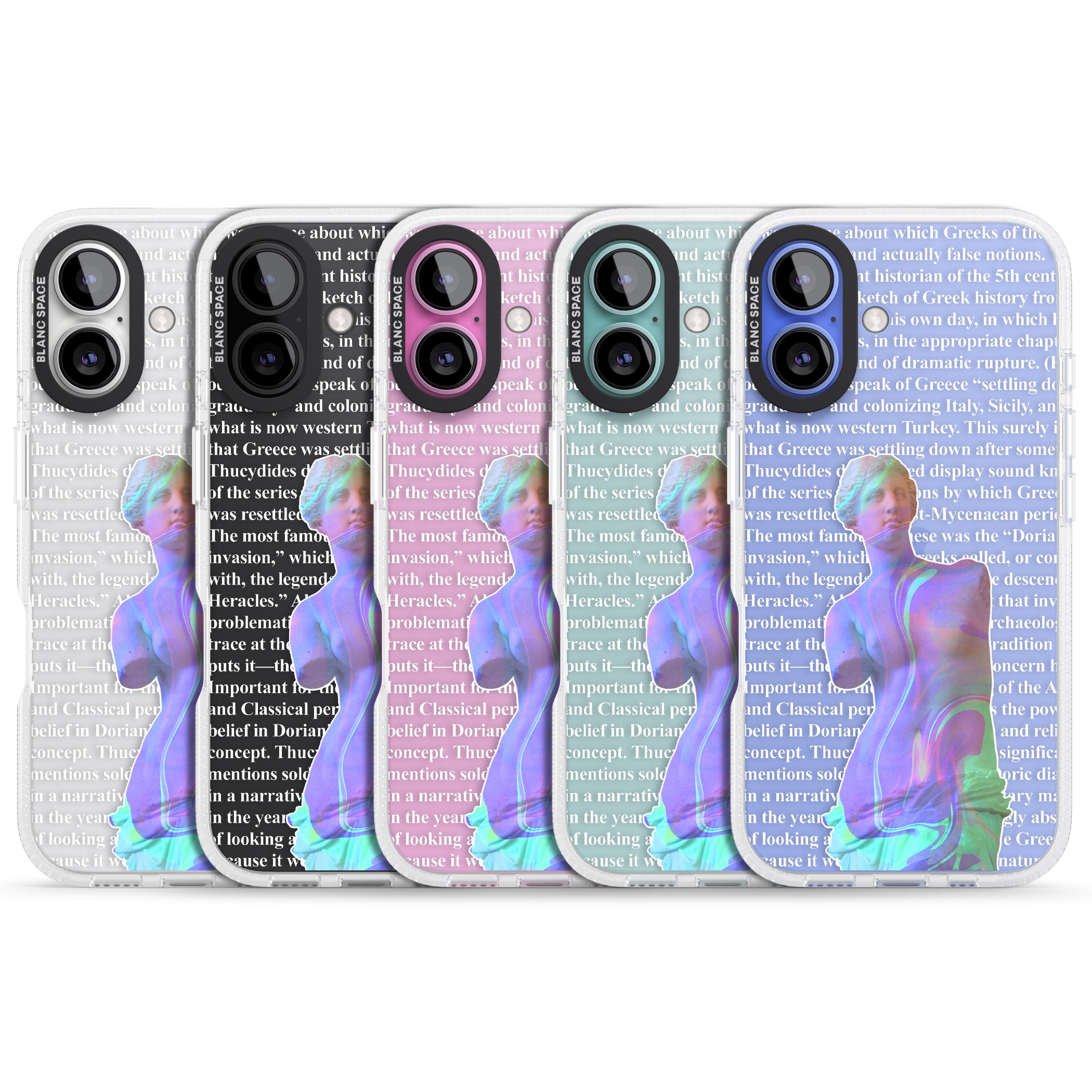 Iridescent De Milo iPhone 16 / 16 Plus Clear Case Impact Air - Blanc Space