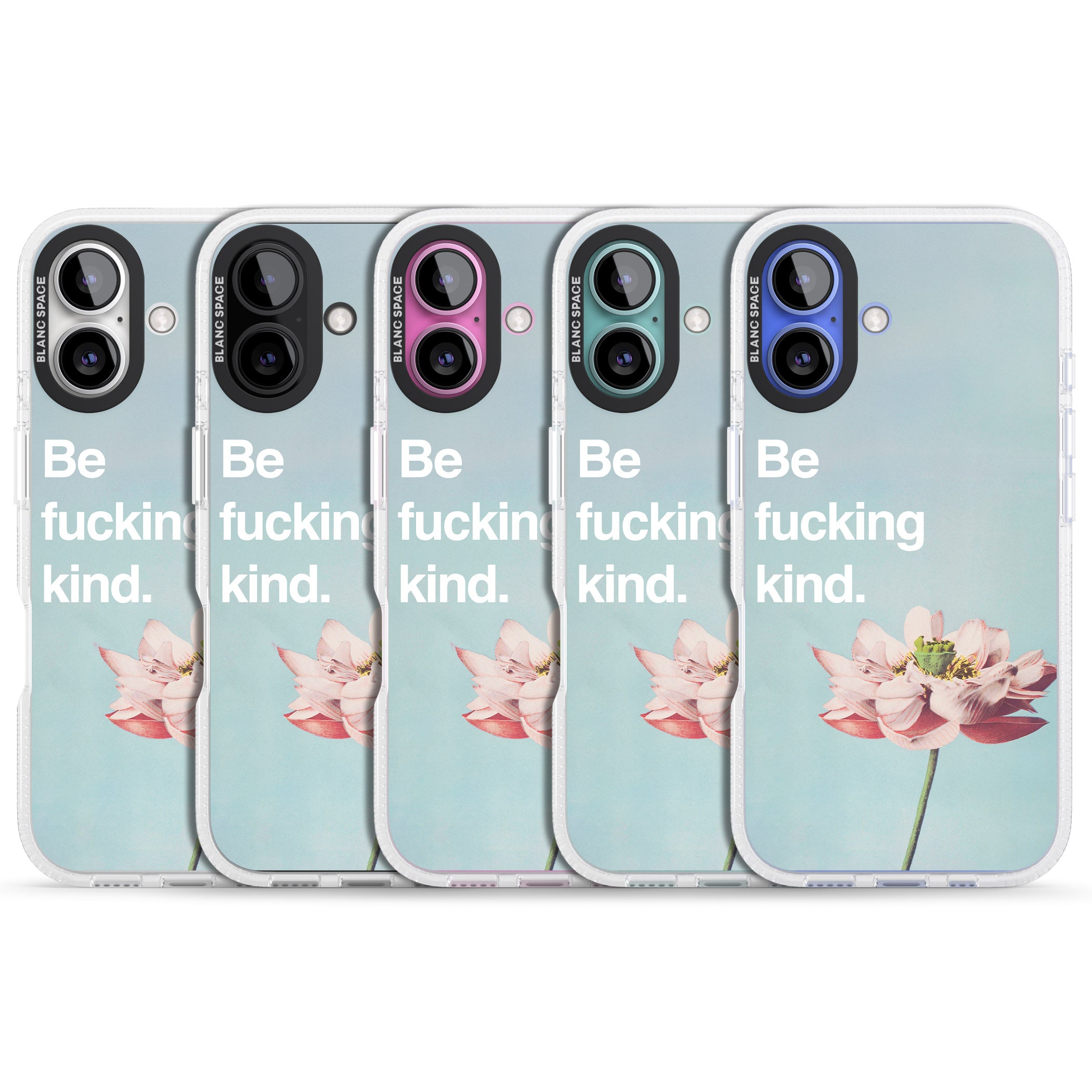 Be f*cking kind iPhone 16 / 16 Plus Clear Case Impact Air - Blanc Space