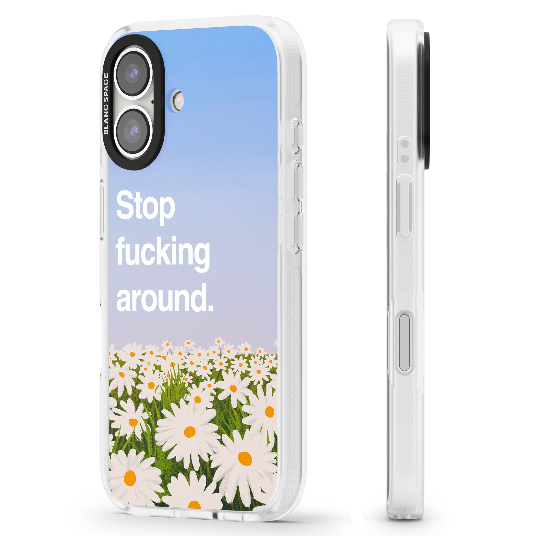 Stop f*cking around iPhone 16 / 16 Plus Clear Case Impact Air - Blanc Space
