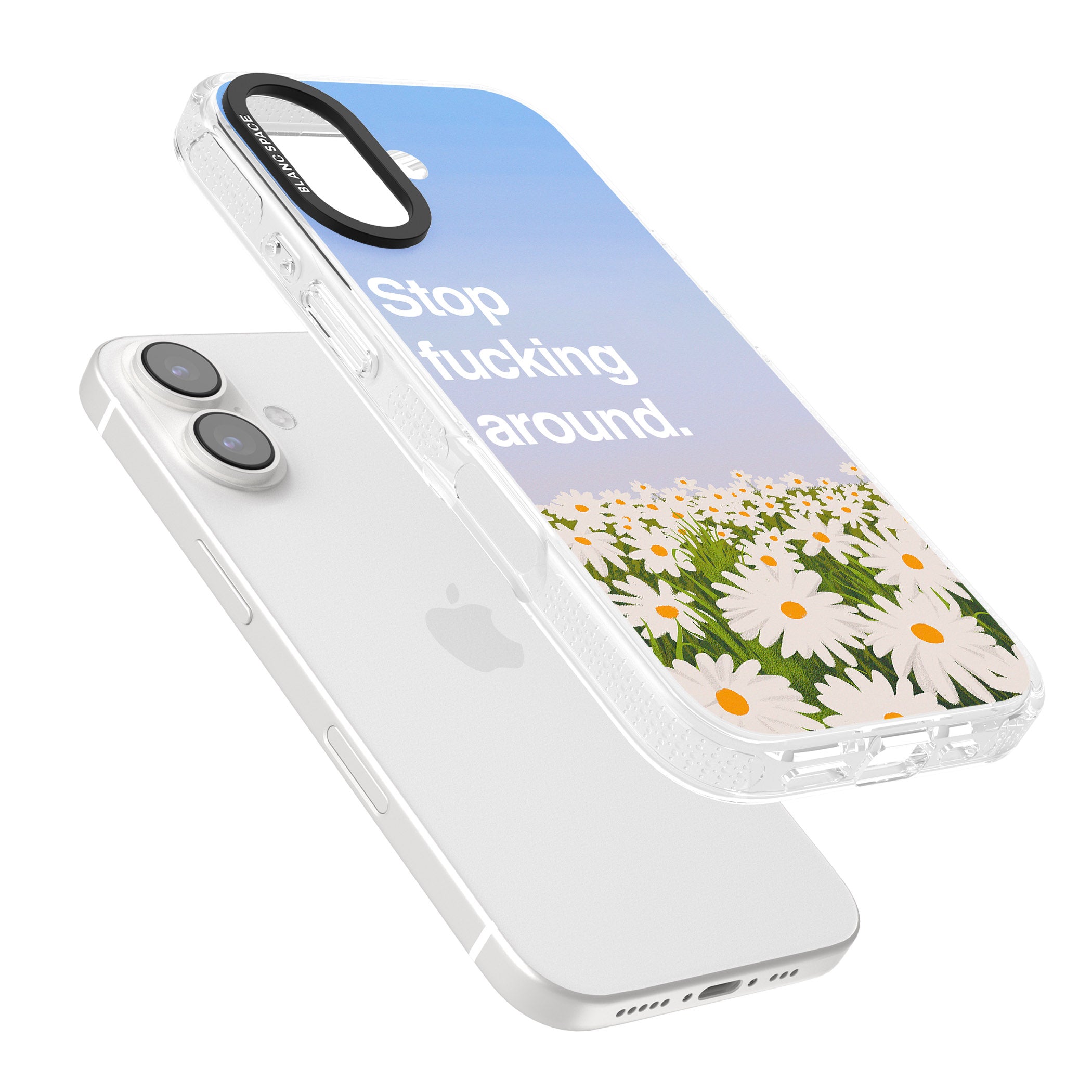 Stop f*cking around iPhone 16 / 16 Plus Clear Case Impact Air - Blanc Space