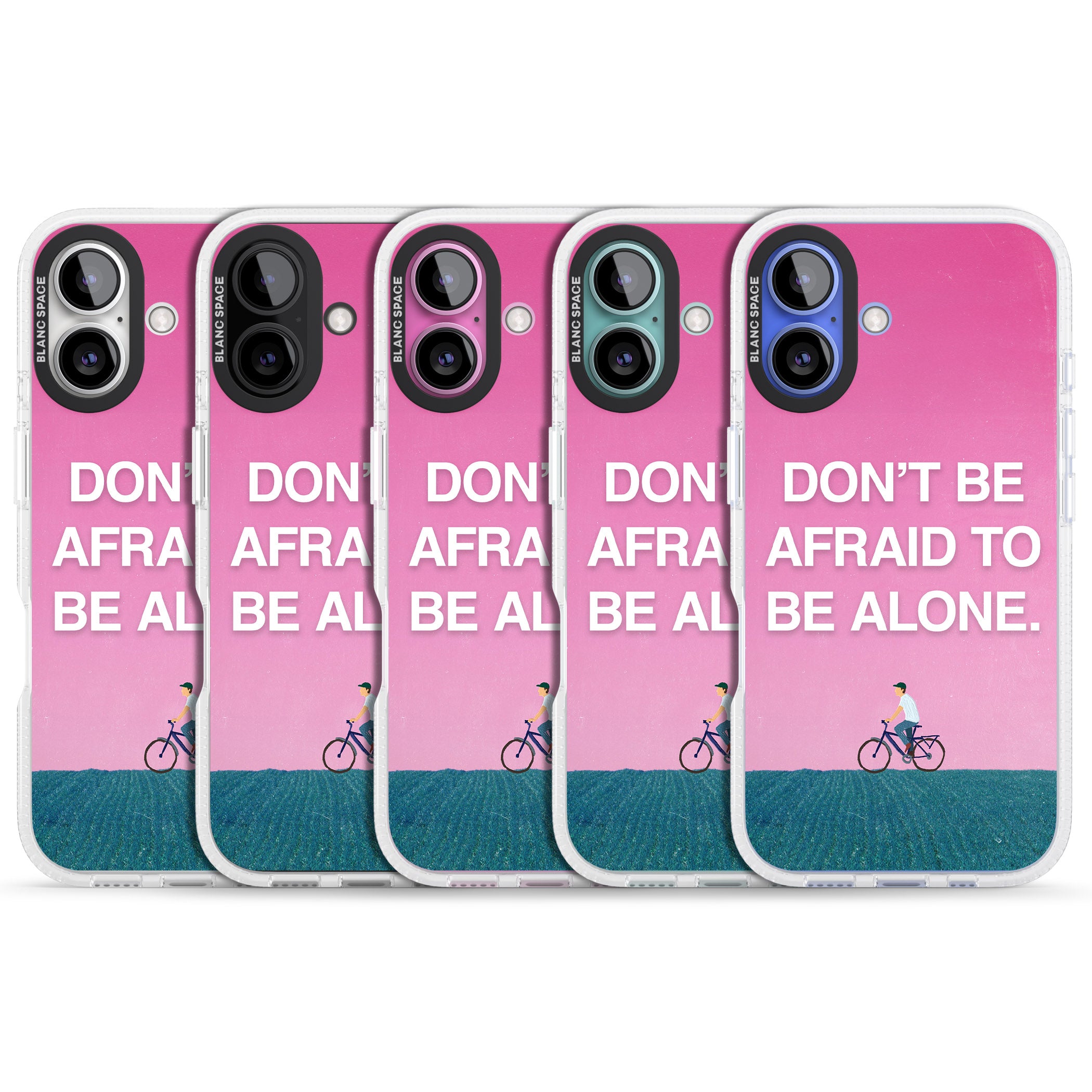 Don't be afraid to be alone iPhone 16 / 16 Plus Clear Case Impact Air - Blanc Space