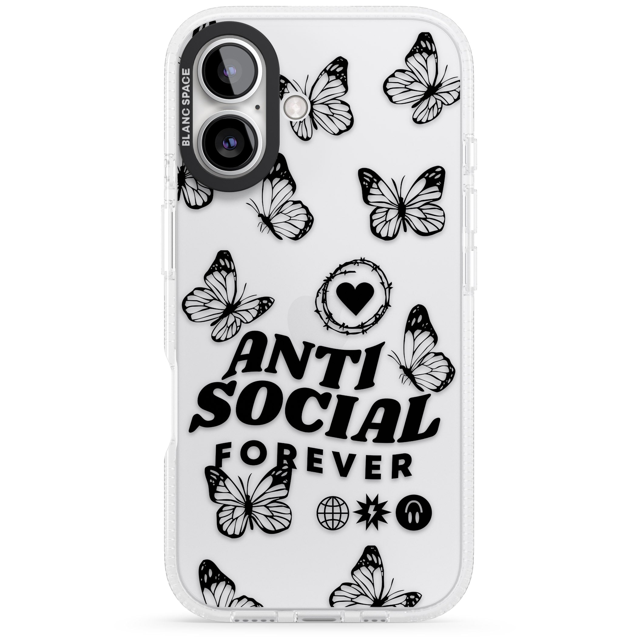 Anti-Social Forever iPhone 16 / 16 Plus Clear Case Impact Air - Blanc Space