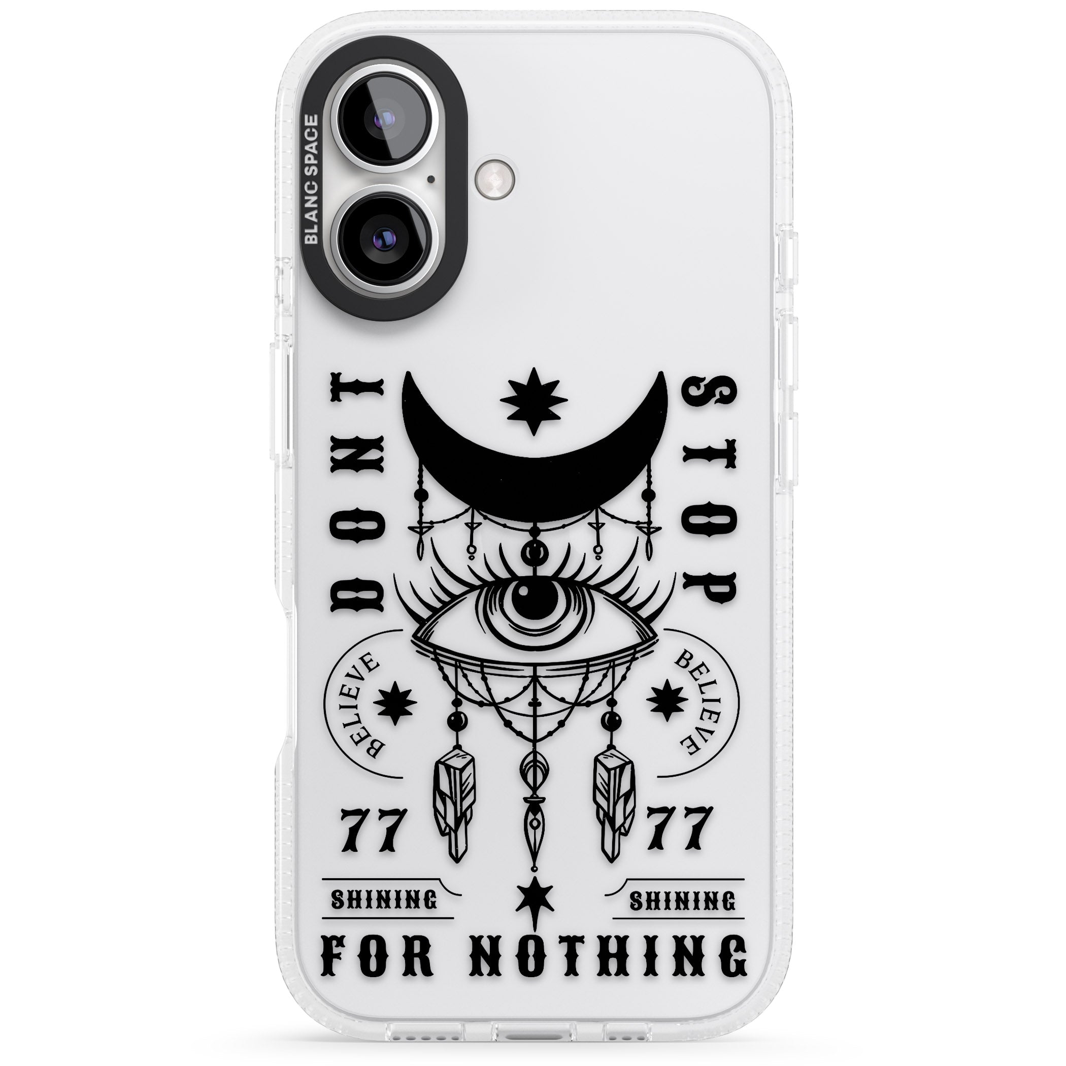 Don't Stop For Nothing iPhone 16 / 16 Plus Clear Case Impact Air - Blanc Space