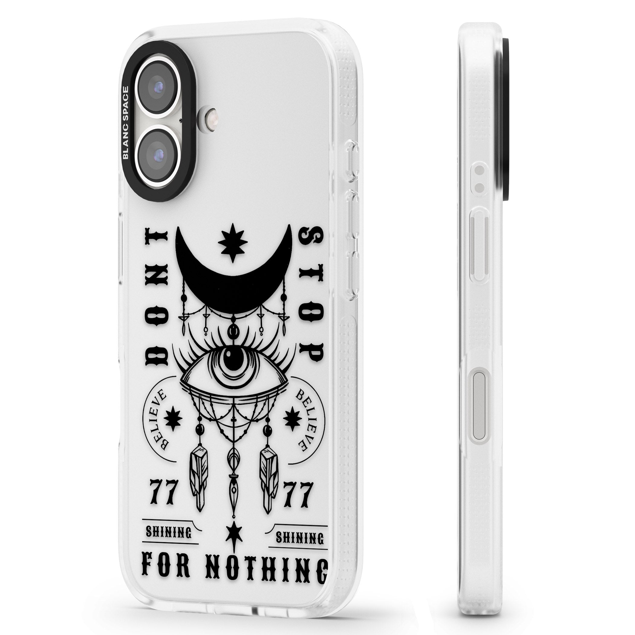 Don't Stop For Nothing iPhone 16 / 16 Plus Clear Case Impact Air - Blanc Space