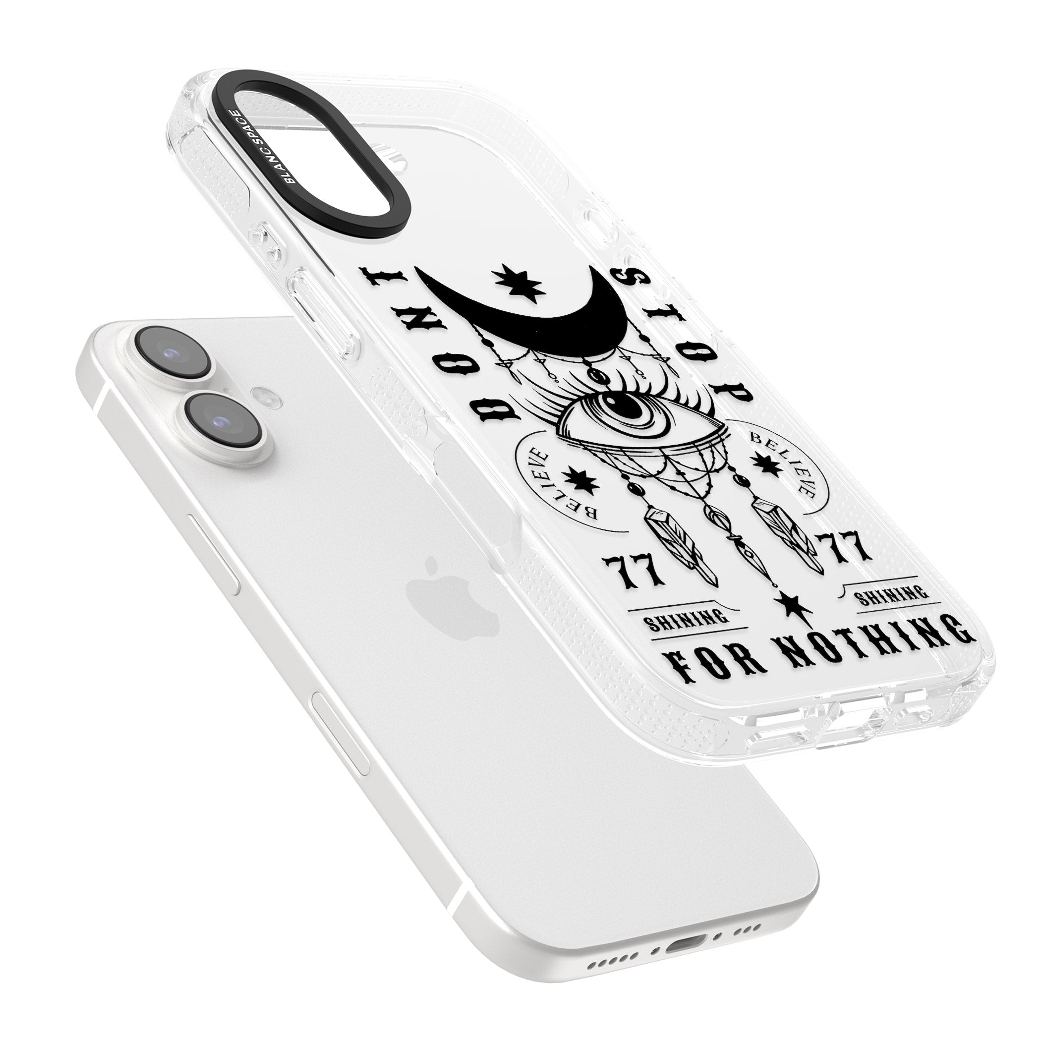 Don't Stop For Nothing iPhone 16 / 16 Plus Clear Case Impact Air - Blanc Space