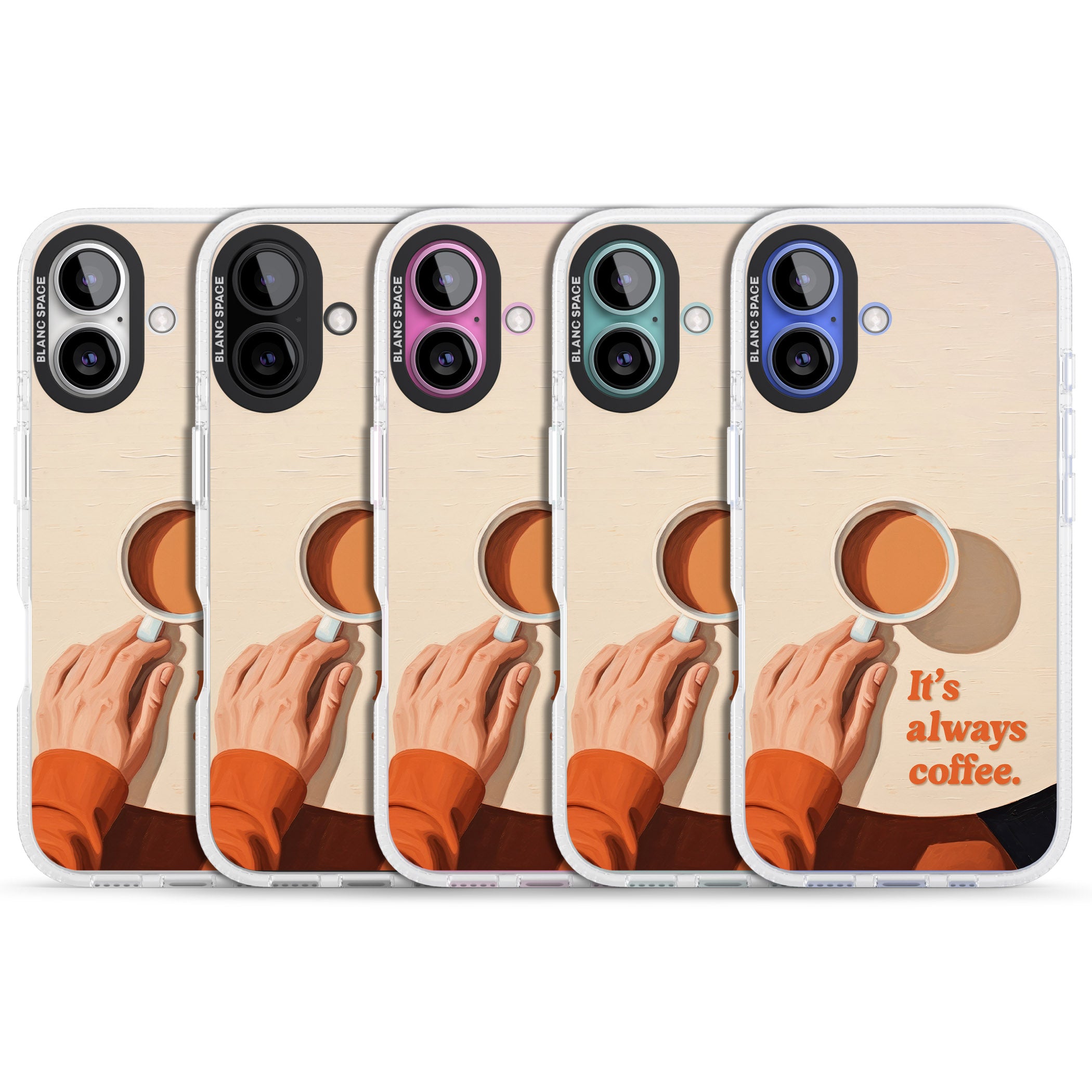 It's Always Coffee iPhone 16 / 16 Plus Clear Case Impact Air - Blanc Space