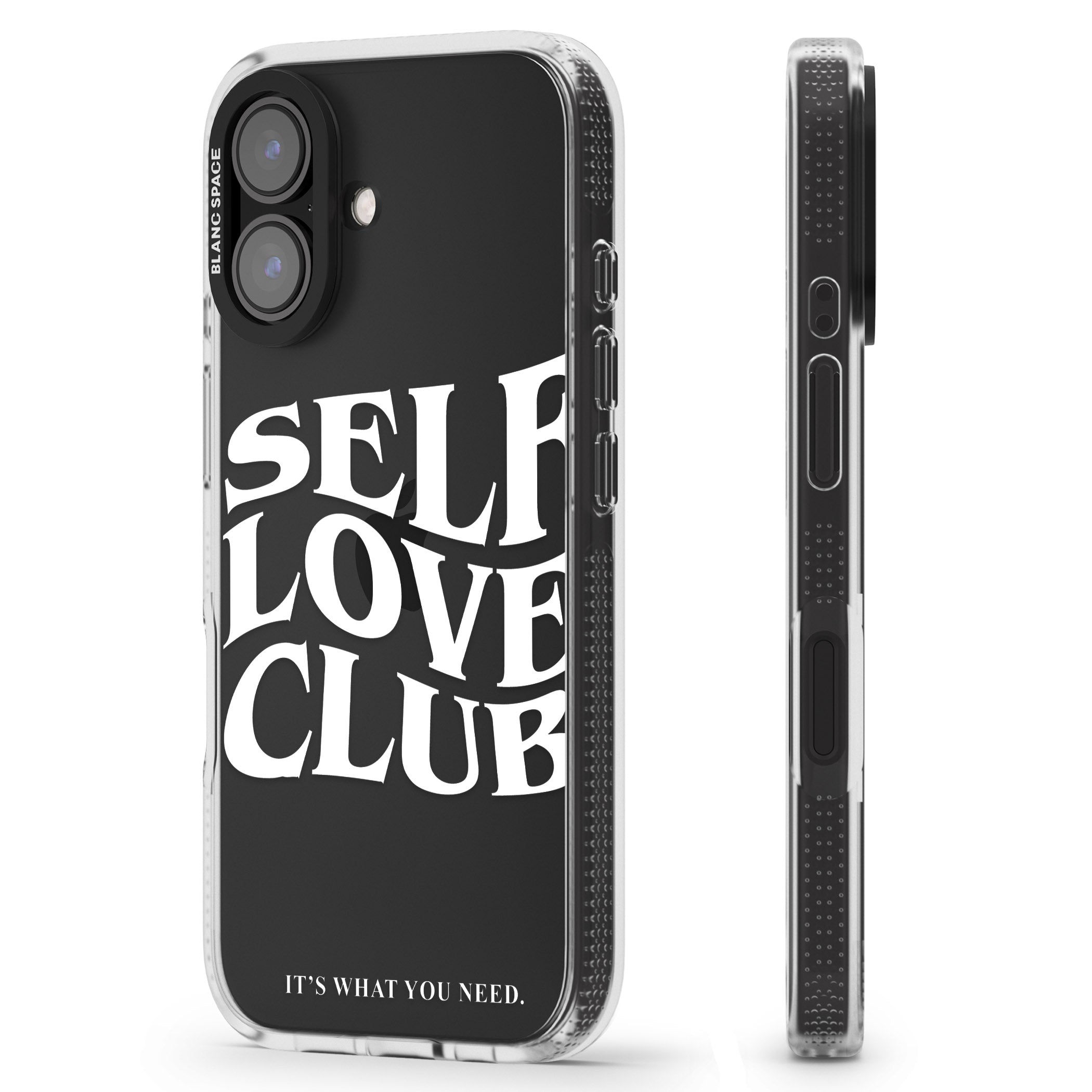 Self Love Club (White) iPhone 16 / 16 Plus Clear Case Impact Air - Blanc Space