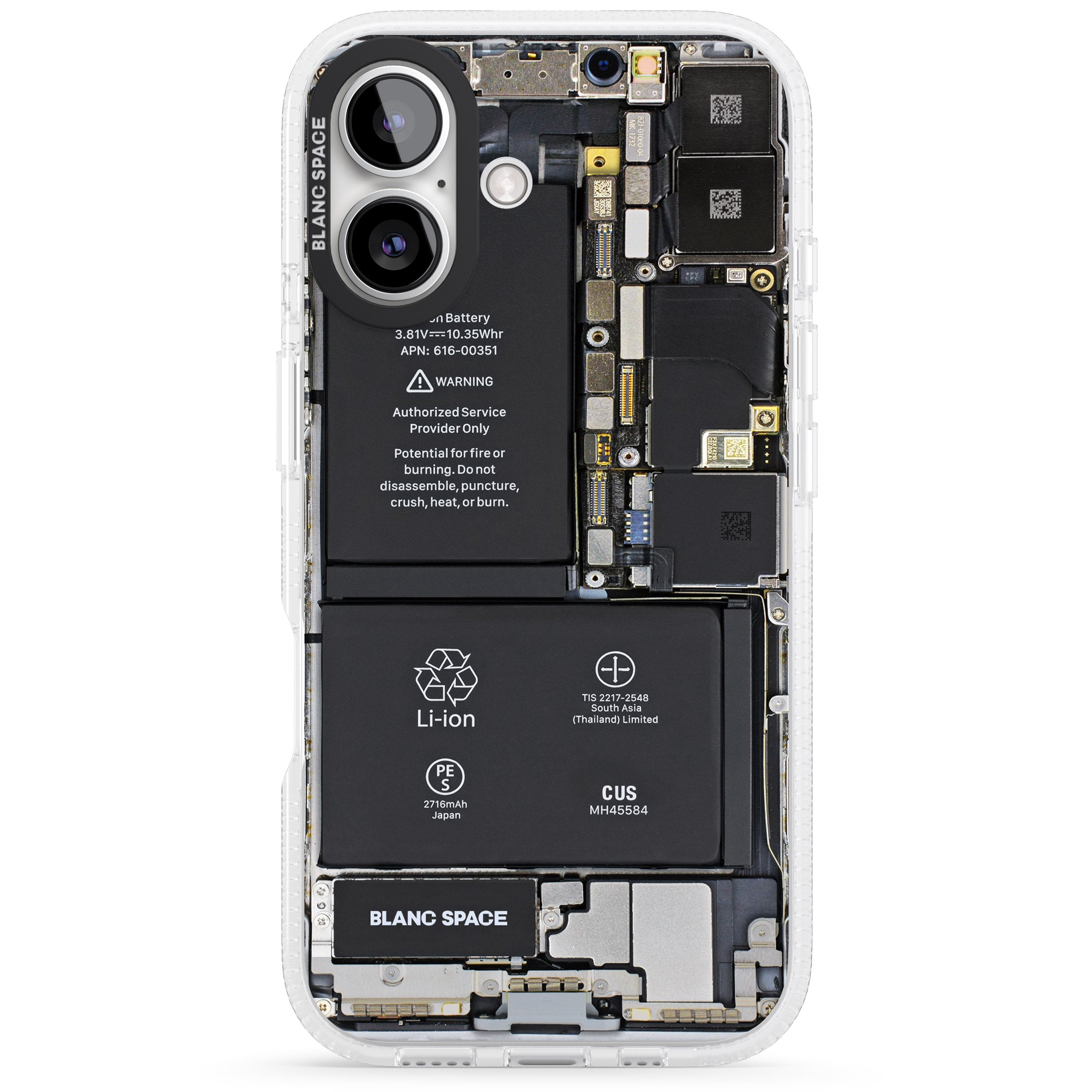 Circuit Board iPhone 16 / 16 Plus Clear Case Impact Air - Blanc Space