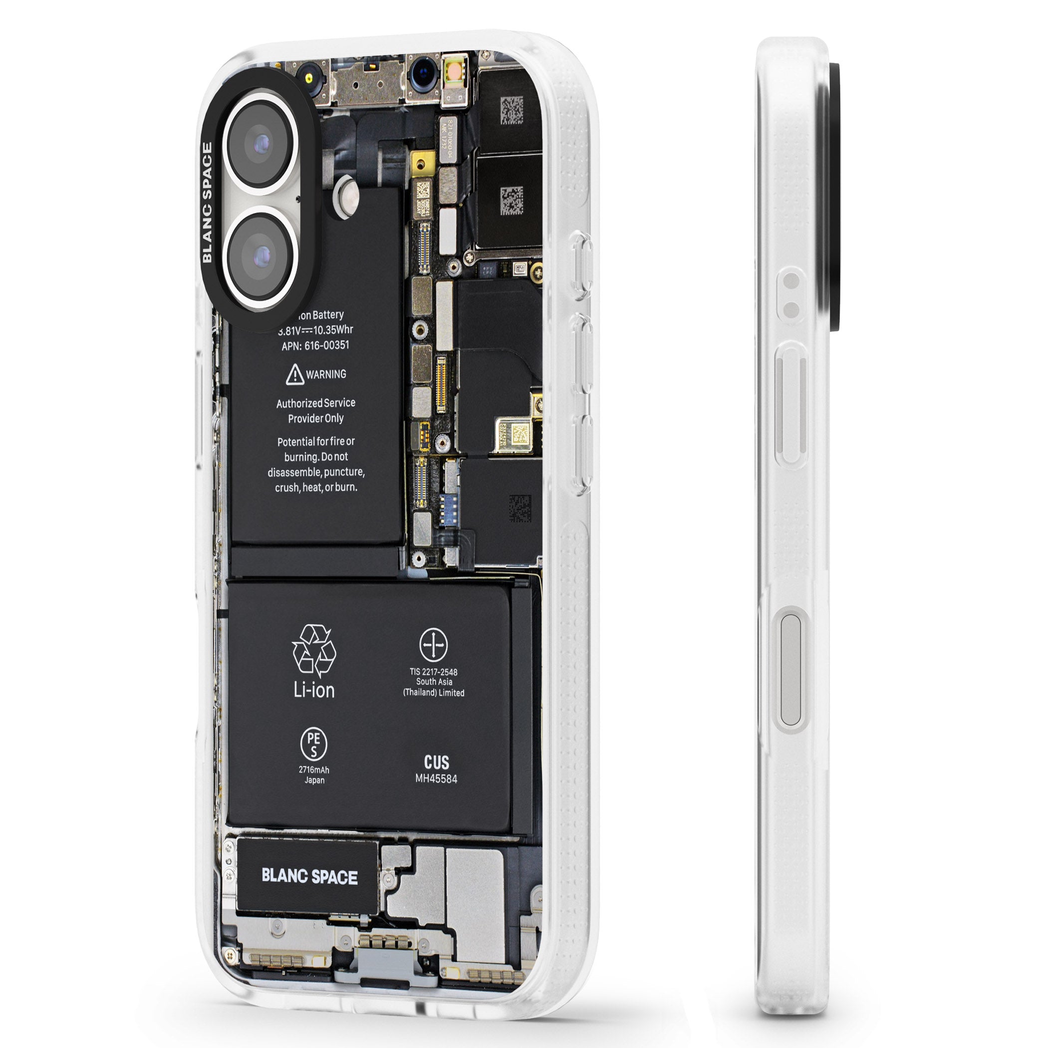 Circuit Board iPhone 16 / 16 Plus Clear Case Impact Air - Blanc Space