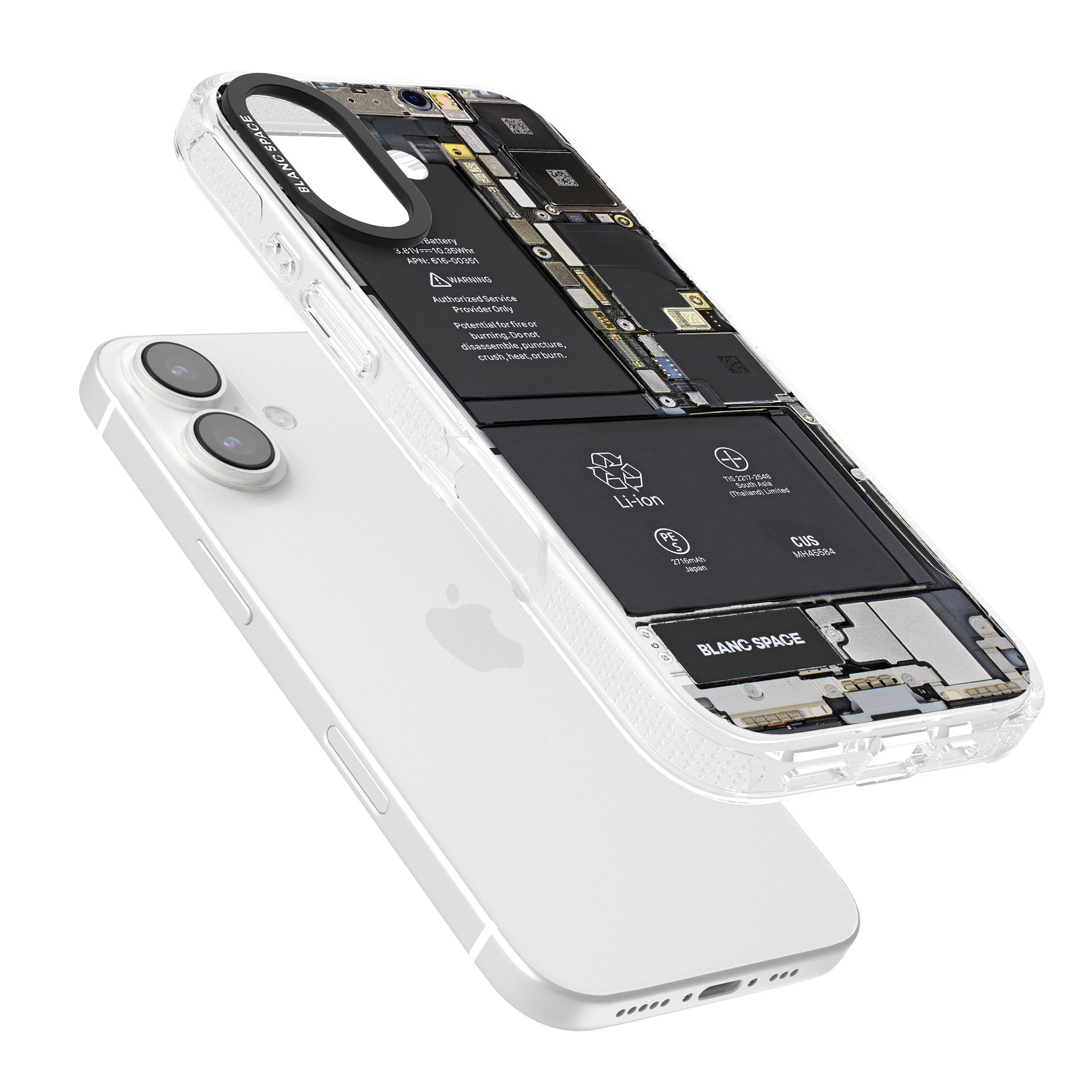 Circuit Board iPhone 16 / 16 Plus Clear Case Impact Air - Blanc Space