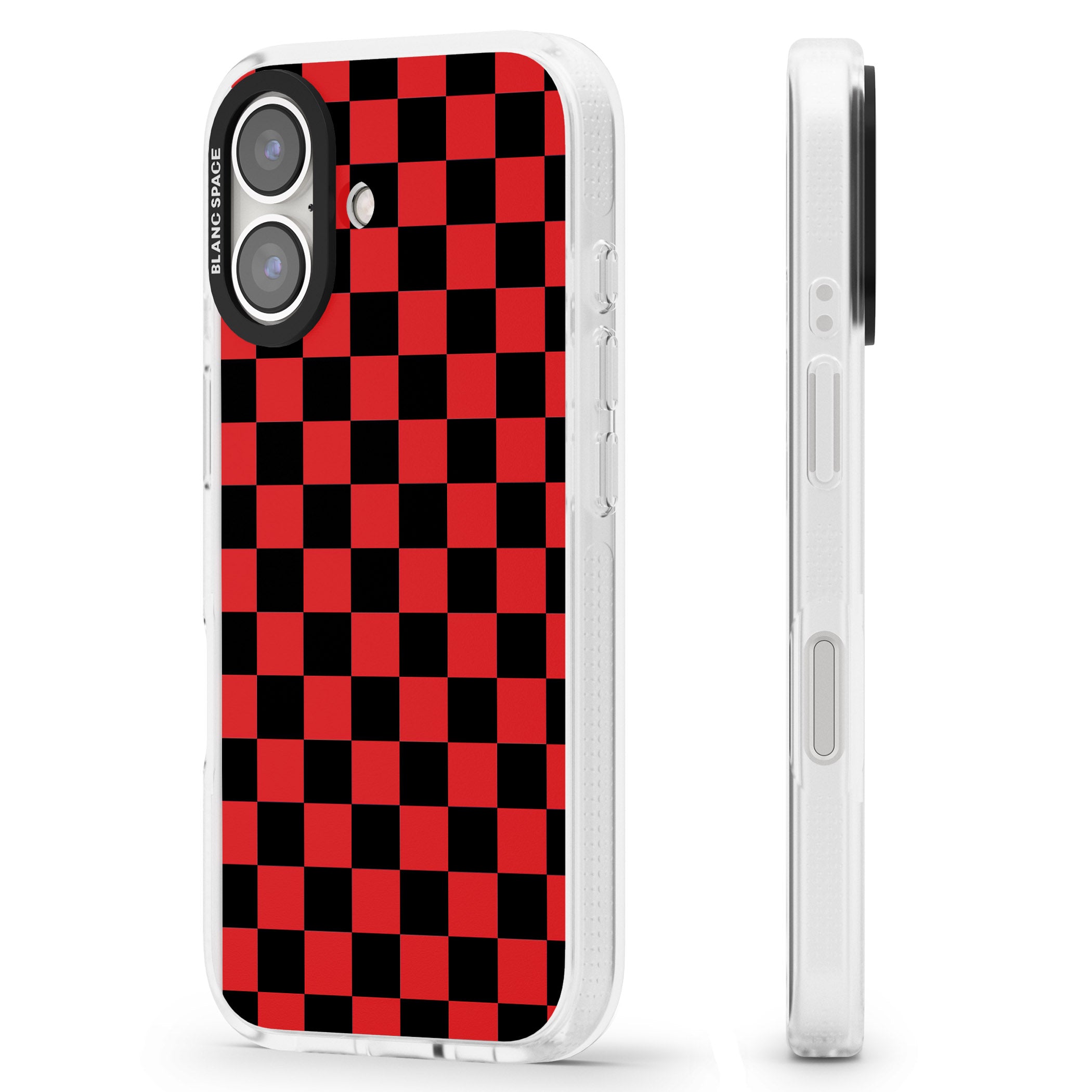 Red Black Checkered iPhone 16 / 16 Plus Clear Case Impact Air - Blanc Space